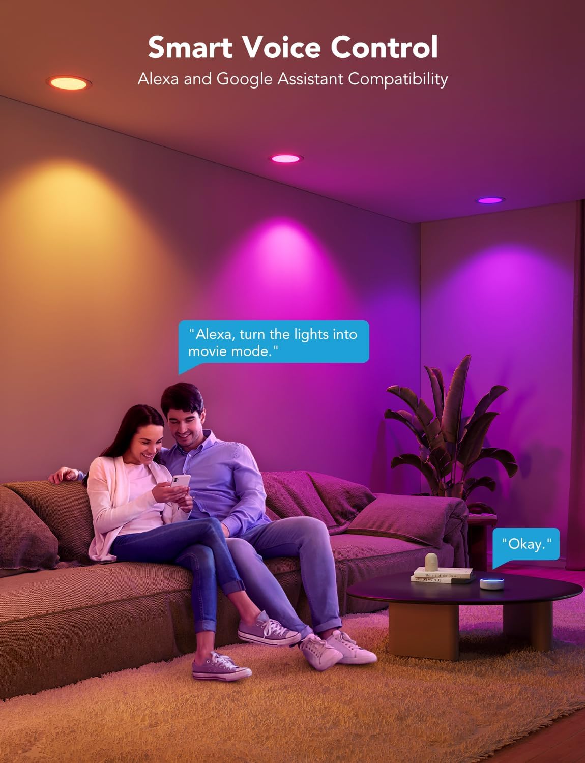 Govee Smart Recessed Lighting 4 Inch, Wi-Fi Bluetooth Direct Connect RGBWW LED Downlight, 65 Scene Mode, Work with Alexa & Google Assistant, LED Recessed Lighting with Junction Box, 850 Lumen, 4 Pack - Image 3