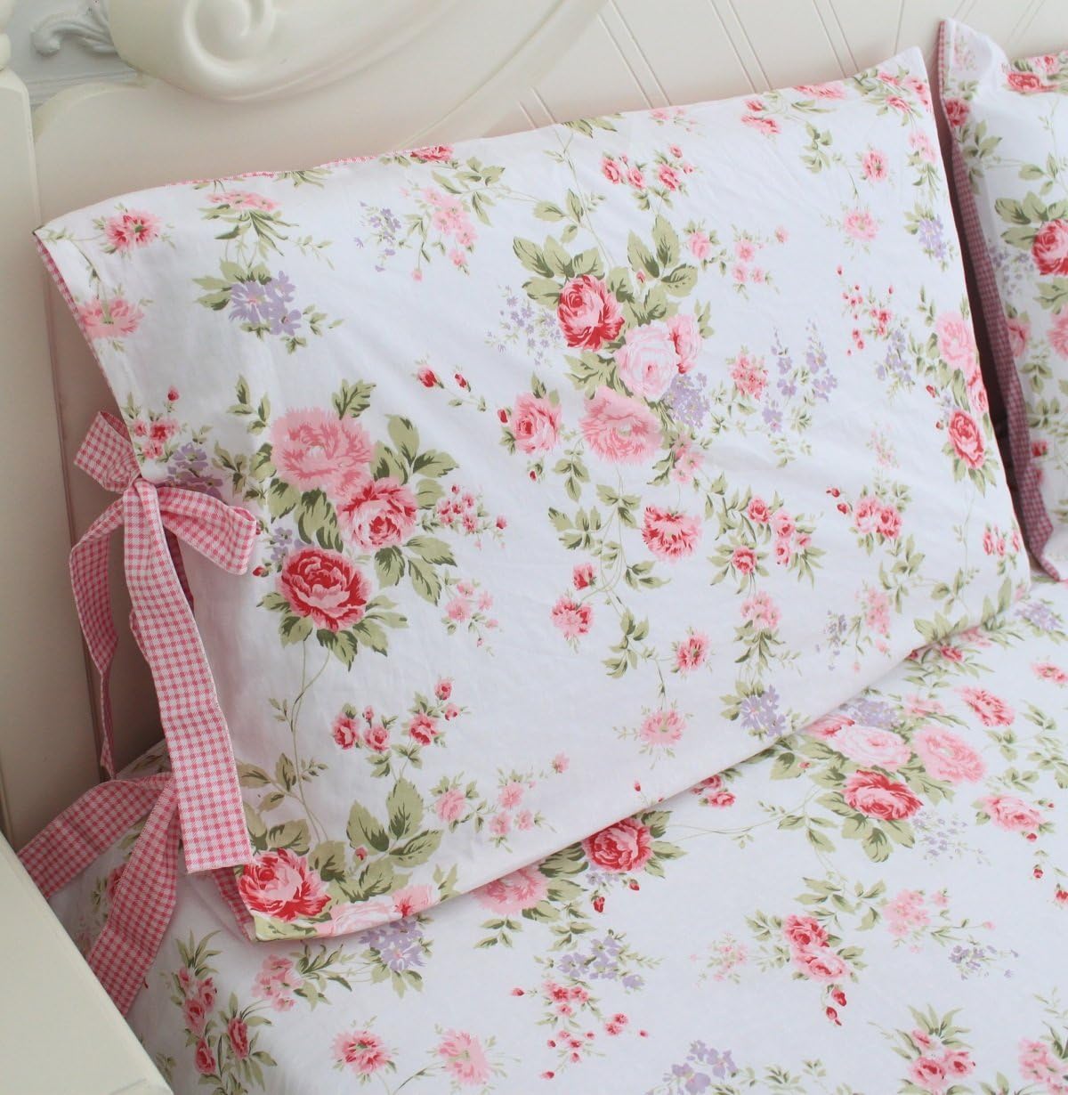 FADFAY Cotton Bed Sheets Set Rose Floral Bed Sheets 4-Piece Queen Size - Image 3