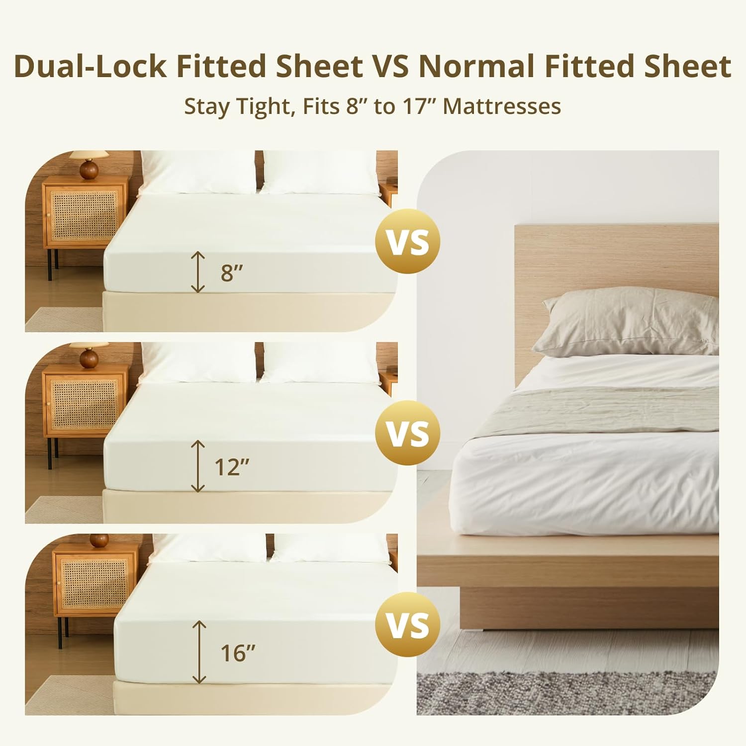 100% Egyptian Long-Staple Cotton Queen Bed Sheet Set with Drawstring and 360°Elastic for Tight Fit, 4PCS 1000TC Bedding Sheets Set, Luxury Soft and Comfort, Deep Pocket Fits 8" to 17" Mattress - Image 8