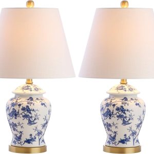 JONATHAN Y JYL3005A-SET2 Set of 2 Table Lamps Penelope 22" Chinoiserie Classic,Cottage,Traditional,for Bedroom, Living Room, Office, College Dorm, Coffee Table, Bookcase, Blue/White