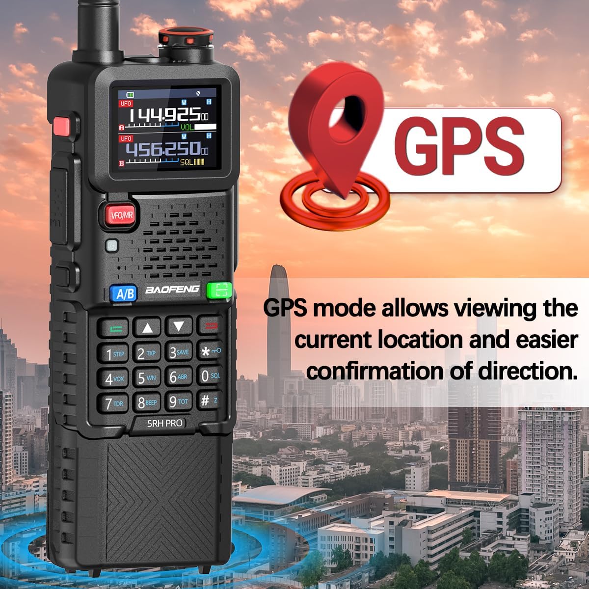 BAOFENG Ham Radio Handheld Long Range 5RH PRO GPS 10W Walkie Talkies NOAA Weather Receiver Two Way Radio Rechargeable 3800mAh Battery with USB-C Charger Tri Band Antenna for Hunting Gear,2 Pack - Image 4