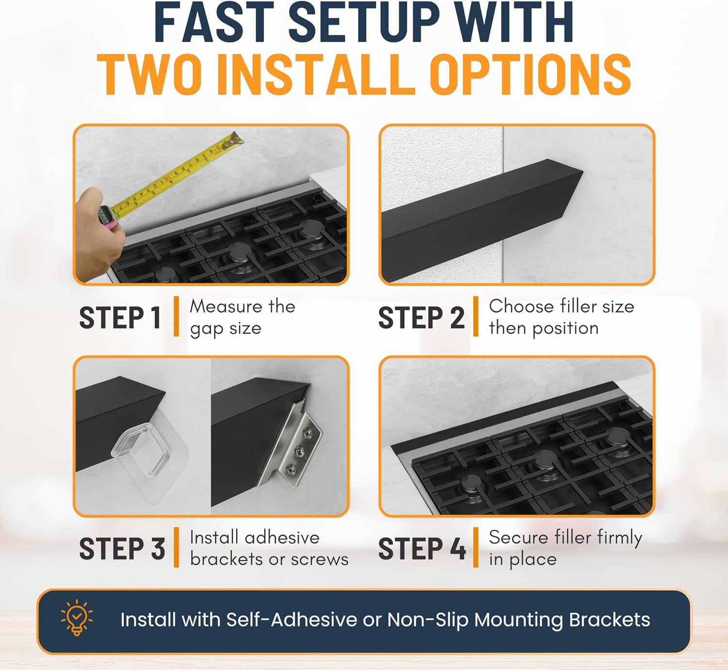 30” Slide In Range Gap Filler Kit, Slide-In Range Rear Gap Filler & Range Trim Kit, Universal Stove Gap Cover Between Stove and Wall Guard, Aluminum Cooktop Trim Kit for Whirlpool & Most Brands, Black - Image 5