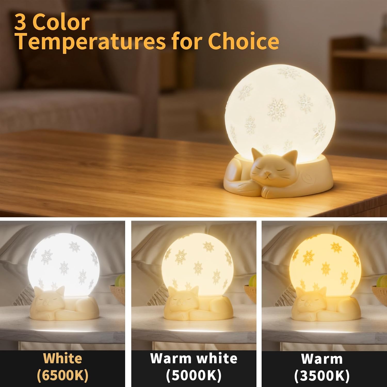 Bedside Table Lamp for Bedroom, Portable LED Desk Lamp, Rechargeable Battery Operated Atmosphere Lamp with 3 Color Temperatures Touch Control for College Dorm Dining Room - Image 3