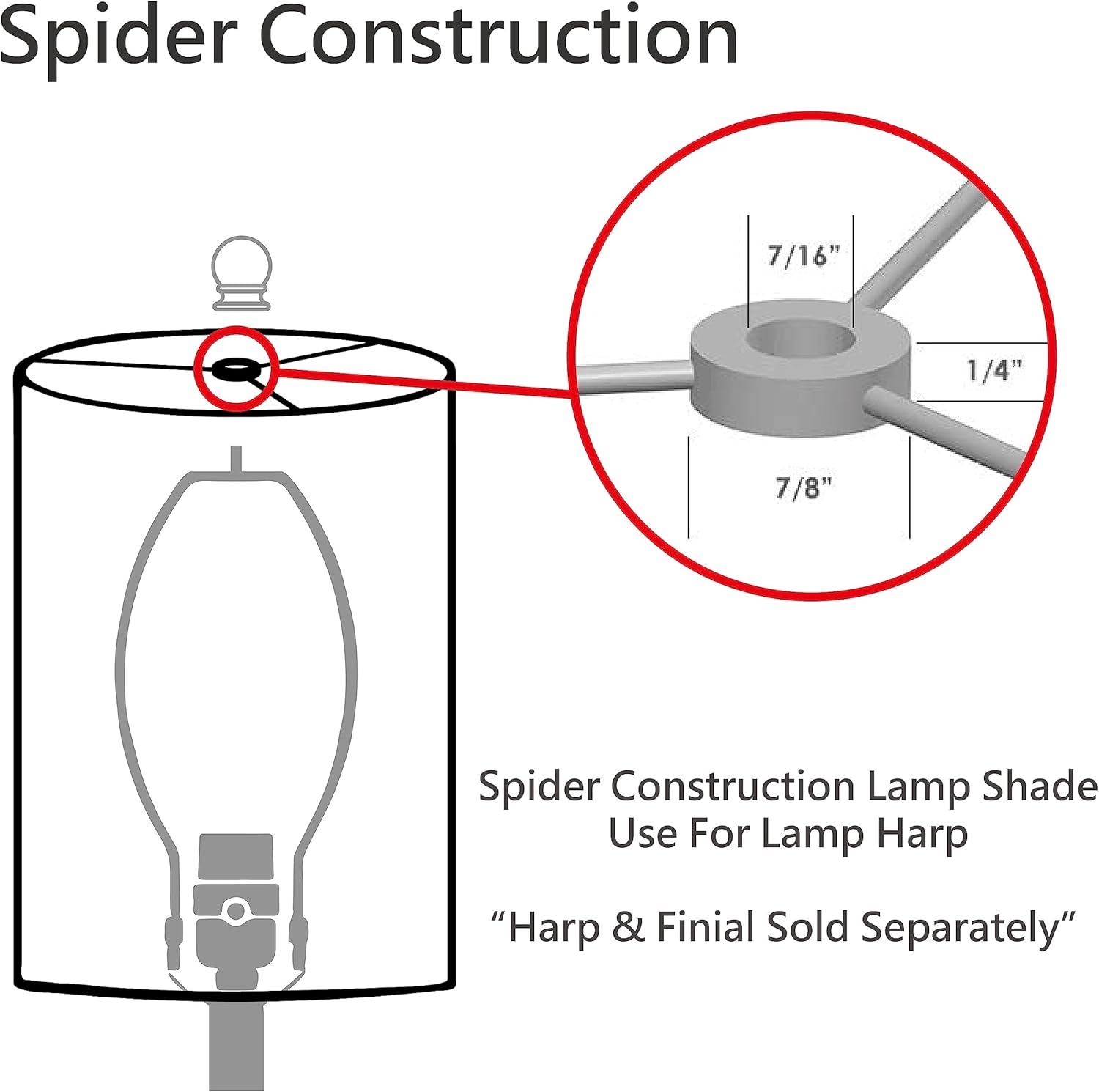 Aspen Creative 32163 Transitional Hardback Empire Shape Spider Construction Lamp Shade in Black, 4-1/4" Top x 6" Bottom x 9" Slant - Image 6