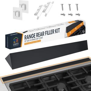 30” Slide In Range Gap Filler Kit, Slide-In Range Rear Gap Filler & Range Trim Kit, Universal Stove Gap Cover Between Stove and Wall Guard, Aluminum Cooktop Trim Kit for Whirlpool & Most Brands, Black