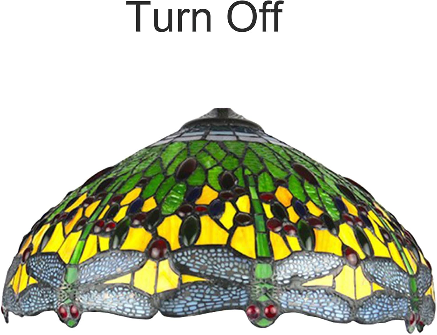 18 Inch Dragonfly Lamp Shade Replacement Only Tiffany Style Stained Glass Lampshades, Vintage Handmade Light Cover, Accessories for Table Lamp Pendant Light Floor Lamp,Green - Image 3