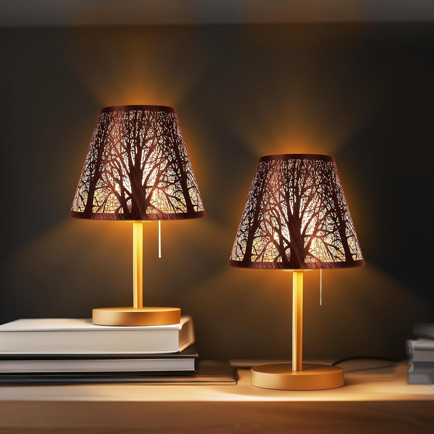 Small Metal Lampshade Forest Etching Forest Lamp Shade Pattern 6'' Top 10'' Bottom Height 7.5'' Fits For Table Lamps And Floor Lamps Spider Fitter Out Black in Gold ALUCSET lampshade - Image 4