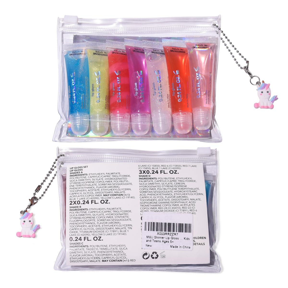 M&U Sparkle Lip Gloss Set with Handbag, 7Pcs Assorted Flavors Hydrating Lip Balm Party Favor Make-up for Kids and Teens Ages 5+ - Image 6