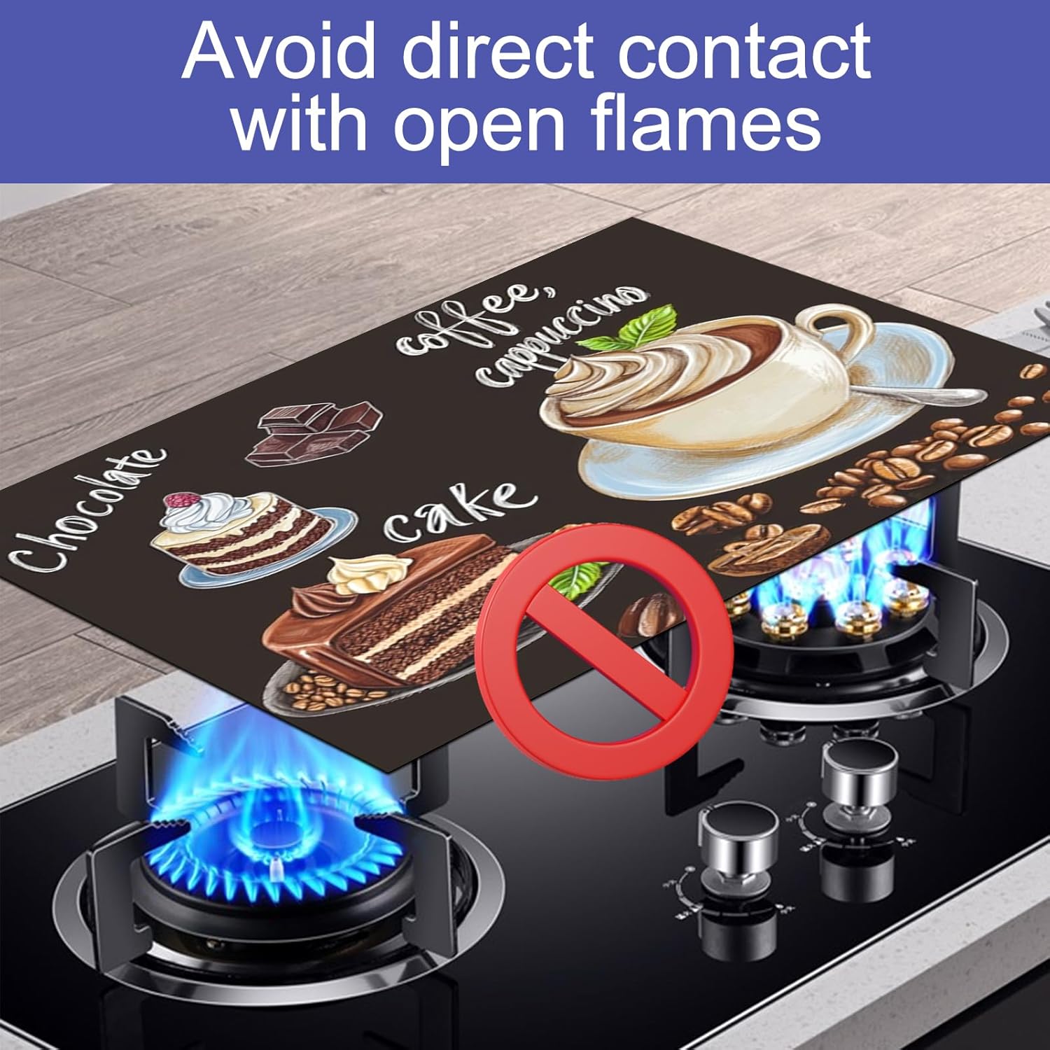 Stove Top Covers for Electric Stove 28x20 Inch Countertop Protector Glass Top Stove Cover Heat Resistant RV Range Covers Dish Drying Mat Coffee Chocolate Cake Design - Image 7