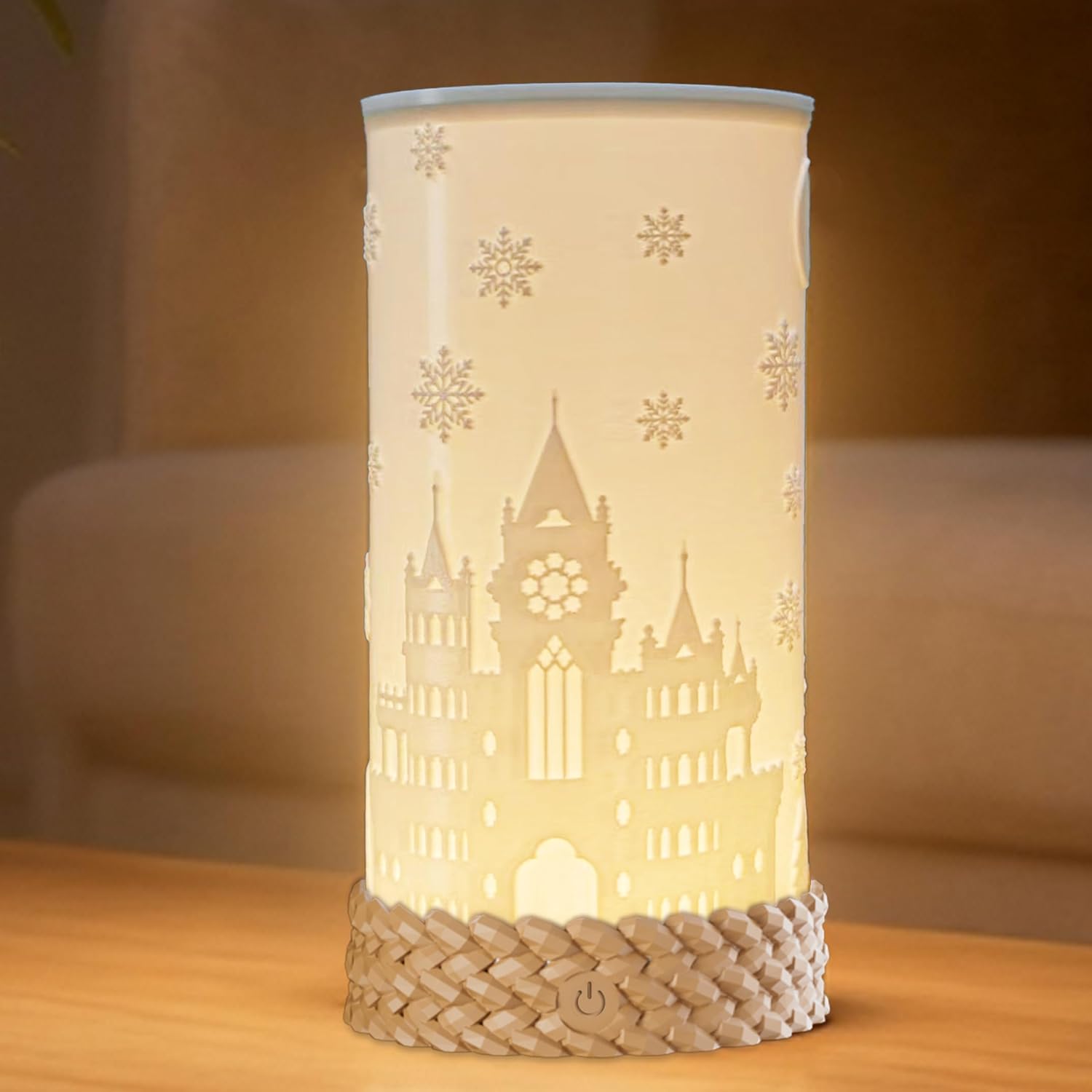 Touch Control Bedside Table Lamp for Christmas, 3 Color Temperatures Desk Lamp for Bedroom Nightstand, Rotatable Lampshade Rechargeable Ambience Lamp with USB C Charging