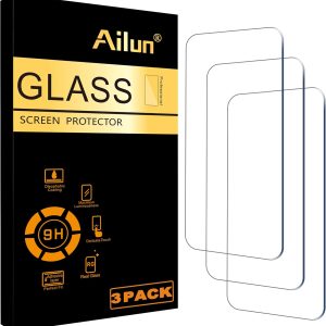 Ailun Screen Protector for iPhone 16 / iPhone 15 / iPhone 15 Pro [6.1 Inch] Display 3 Pack Tempered Glass, Dynamic Island Compatible, Case Friendly [Not for iPhone 16 Pro 6.3 Inch].