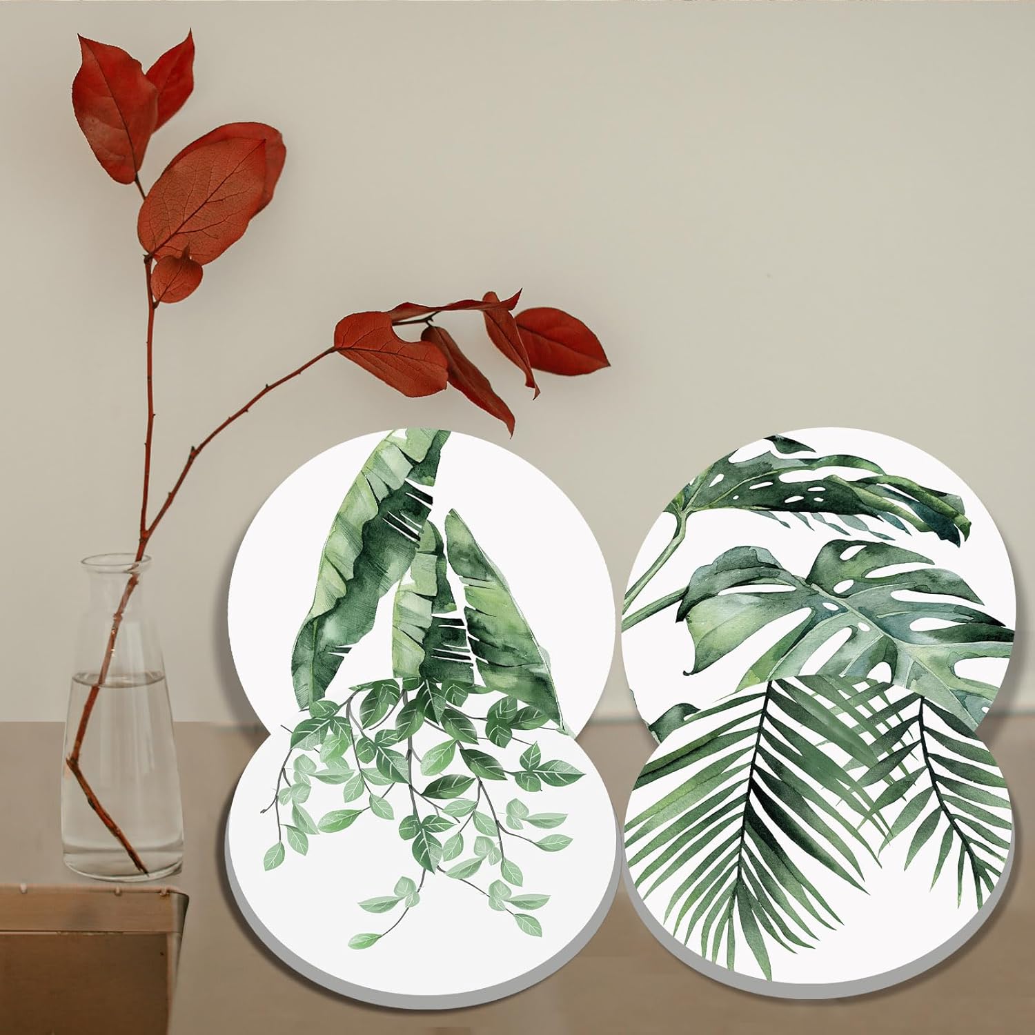 Electric Stove Burner Covers, Various Green Leaves Set of 4 Round Stove Burner Covers, 8 Inches and 10 Inches, Gas Stove Burner Covers, Metal Stove Burner Cover, Modern Cooktop Decorative - Image 5