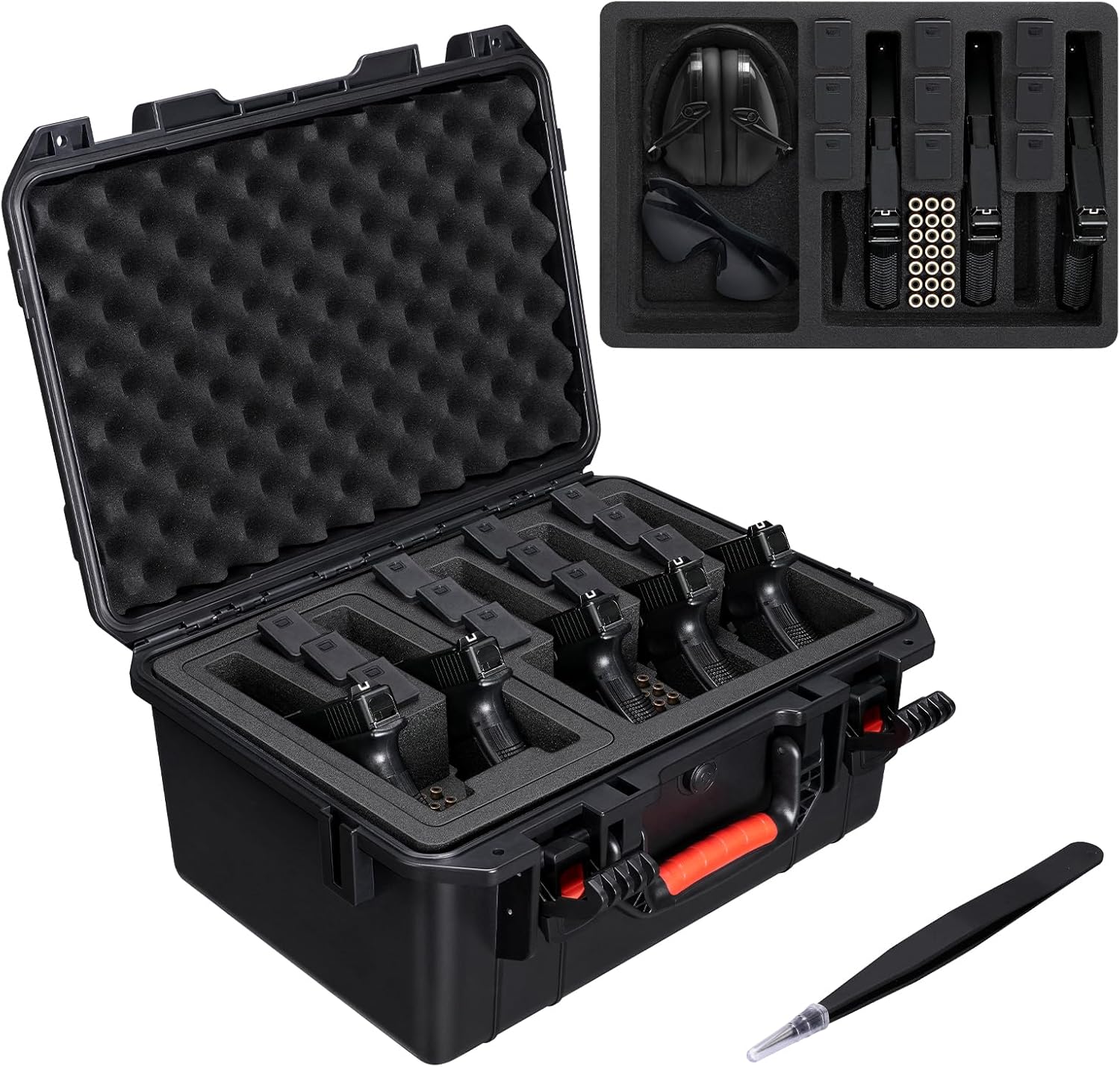 CVLIFE Gun Cases for Handguns, 18″ Pistol Case Holds Multiple Handguns/Mags/Bullets, Hard Shell Pistol Case Heavy Duty Firearm Case for Range Trips, Waterproof & Shockproof Handgun Case