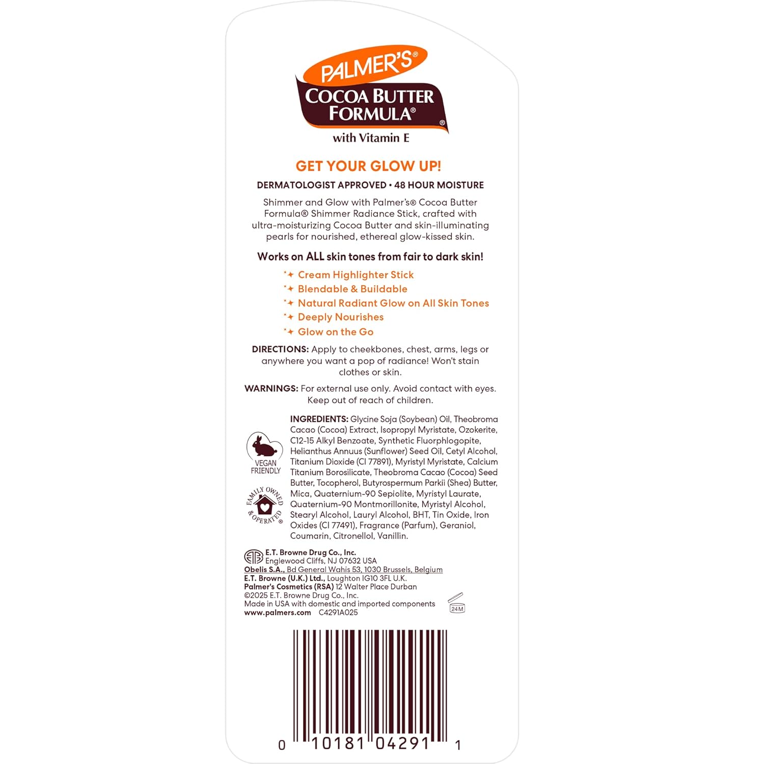 Palmer's Cocoa Butter Formula Body Shimmer Stick with Vitamin E, 1 Oz, Radiant Highlighter Makeup for Body Glow, Provides 48-Hour Moisture, All Skin Tones & Types, Dermatologist Approved - Image 12