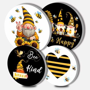 Be Happy Bee Honey Electric Stove Burner Covers,Sunflower Gnome Hippie Gas Stove Burner Covers,8inch 10inch Stove Top Covers Electric Stove,Metal Stove Cover,Gas Stove Covers,Cooktop Decorative