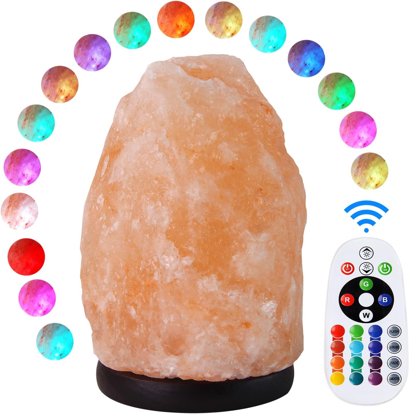 Himalayan Salt Lamp 7 Inches (5-6 Lbs) with Upgraded Remote Control, Adjustable 16 Color Changing Salt Lamp Night Light, Natural Crystal Pink Large USB Salt Rock Lamp for Home Decor