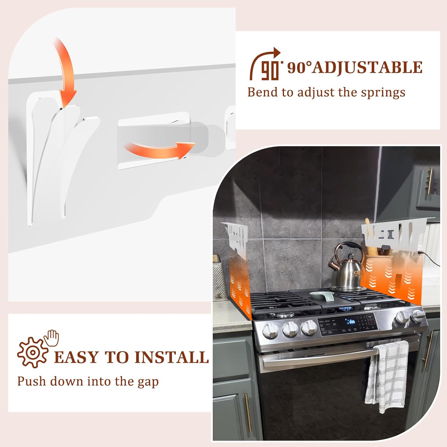 Stainless Steel Stove & Counter Top Gap Covers Adjustable Length 13.8"-27.6”Oven Side Filler Kit Between, Heat Resistant Slide-in Range Trim Guard for Seamless Kitchen Accessories (Silver) - Image 5