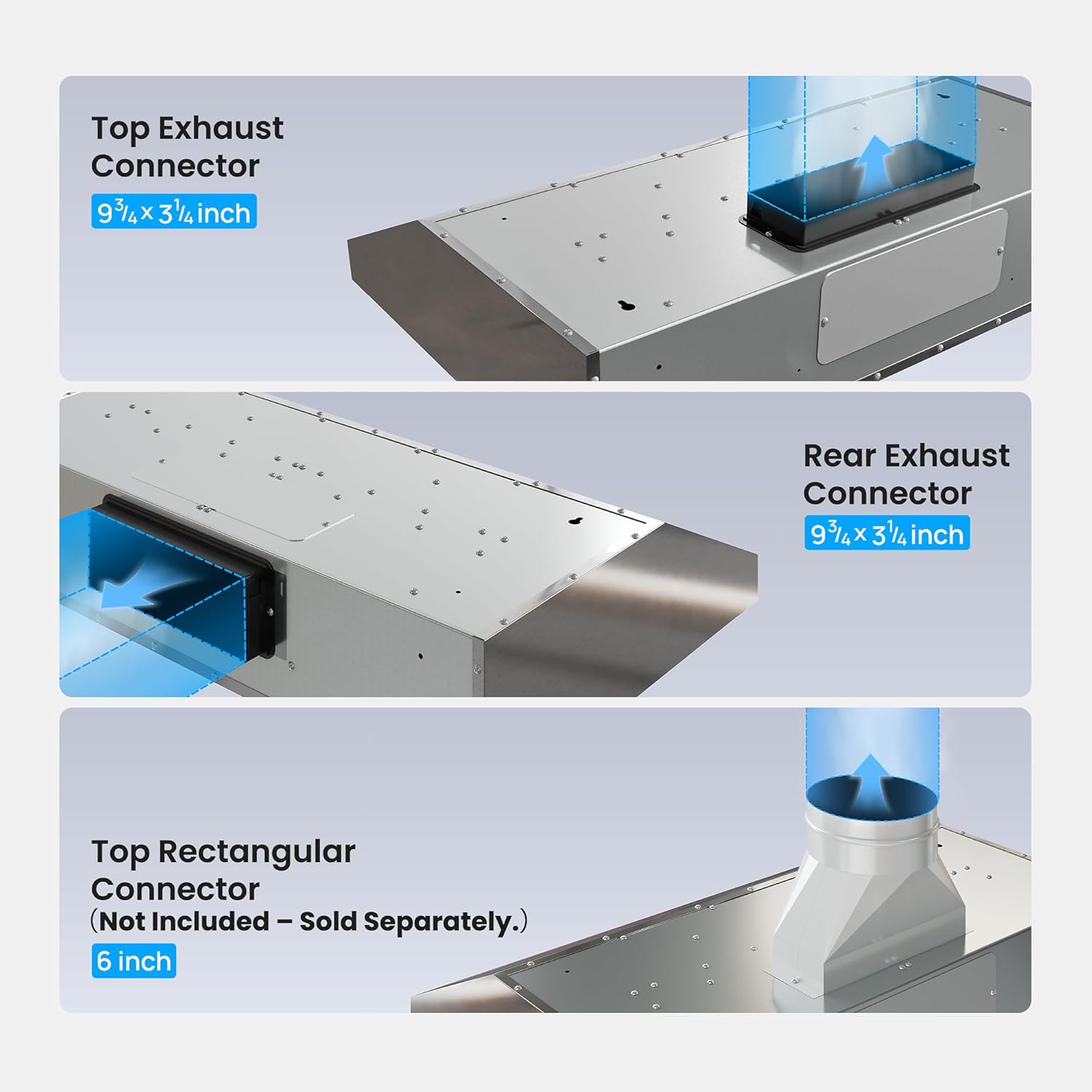 Range Hood 30 Inch Under Cabinet, 900CFM Stainless Steel Kitchen Stove Vent Hood, Touch/Gesture Control, 3 Speed Exhaust Fan, LED Lights, Reusable 5-Layer Aluminum Filters - Image 7