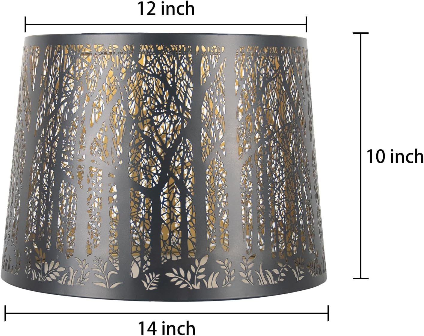 Metal Lush Jungle Lampshade Design 12" Top X 14" Bottom X 10" High Black Golden Large Lamp shade for Table Lamps Floor Lamps Replacement, Spider - Image 4