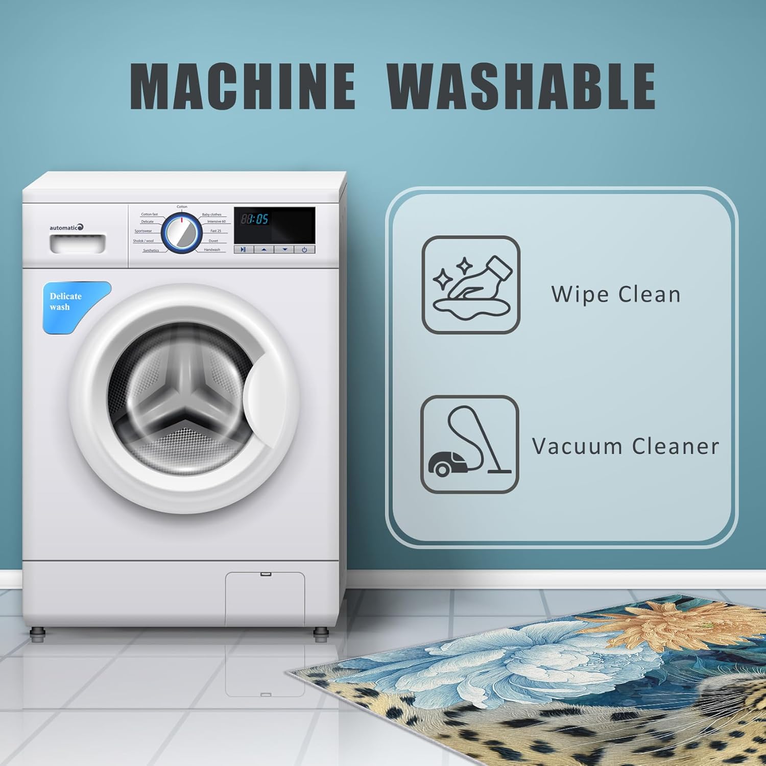 Leopard Rug 4x6 Cheetah Wild Animal Pattern, Washable Living Room Bedroom Area Rugs, Leopard Decor for Home, Soft Non Slip Indoor Carpet, Low Pile Design & J161 - Image 7