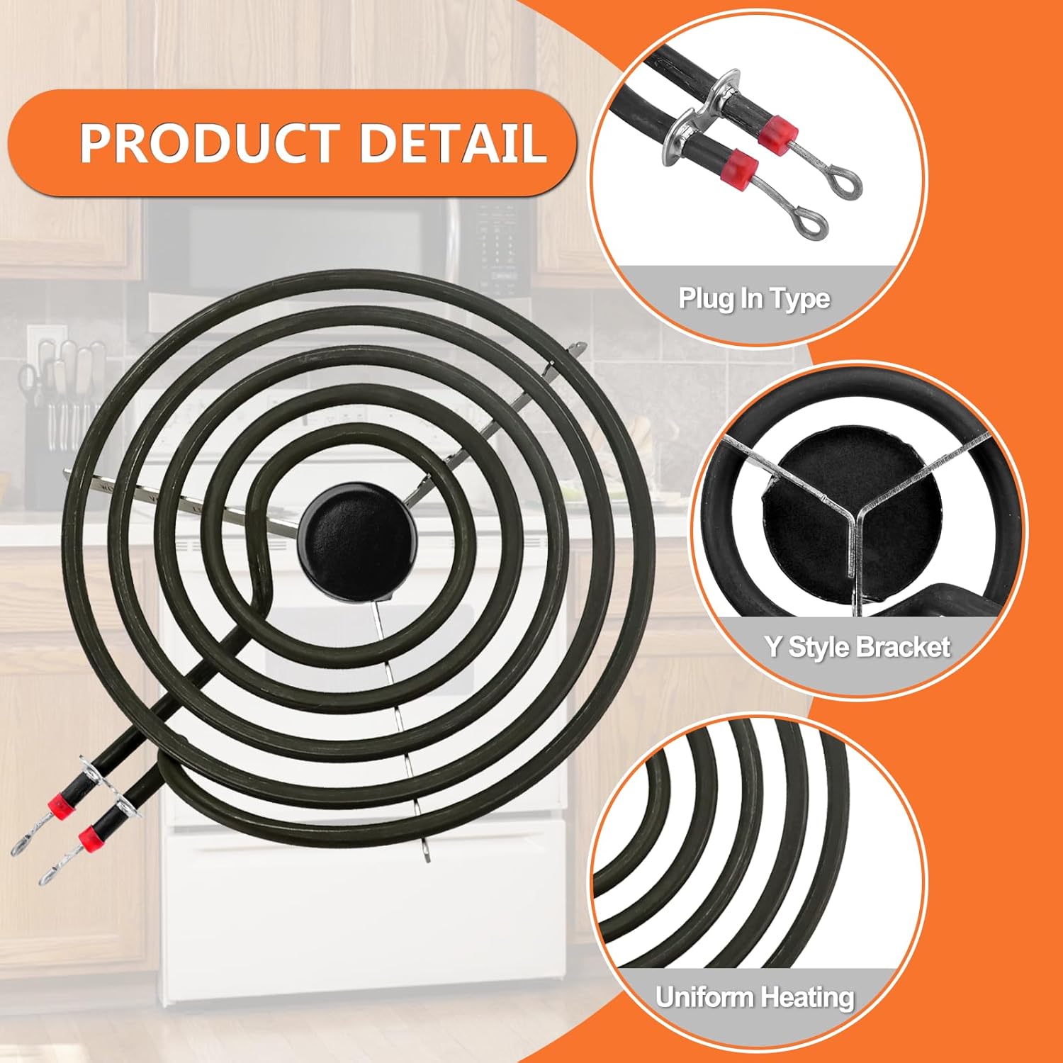 W10290350 W10290353 Porcelain Burner Drip Pan Bowls & MP22YA Electric Range Burner Element Unit Set by Cenipar-Compatible with Whirl-pool Frigi-daire Ama-na Range Oven/Stove - Image 3