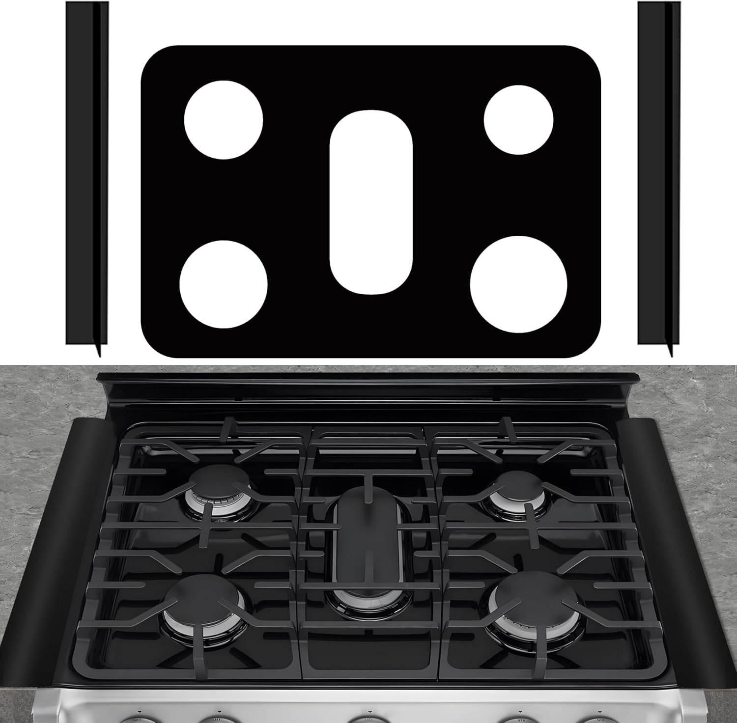 Stove Burner Covers – Reusable Stove Cover For 30 Inch LG Gas Range Model LRG3093 LRG3095 LRG3061 LRG3193 – Non-Stick Washable Stove Top Cover With 2Pcs Stove Gap Covers For 30 LG Stove Top Protector
