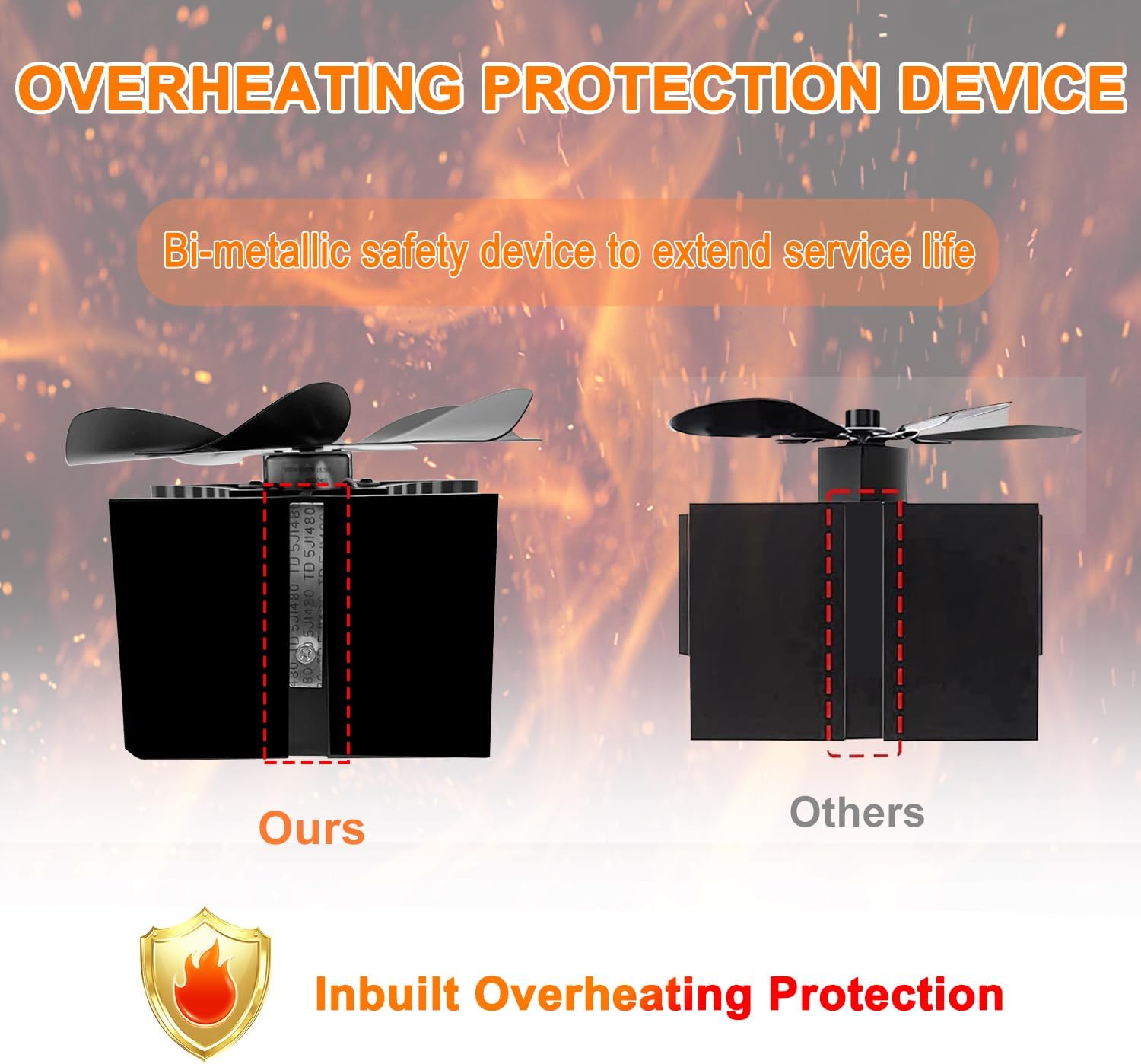 Tomersun Wood Stove Fan Heat Powered 8-Blade Stove Fan, Fireplace Fan for Wood Burning Stove/Pellet/Log Burner, w/Stove Accessories Thermometer & Aroma Pod - Image 9