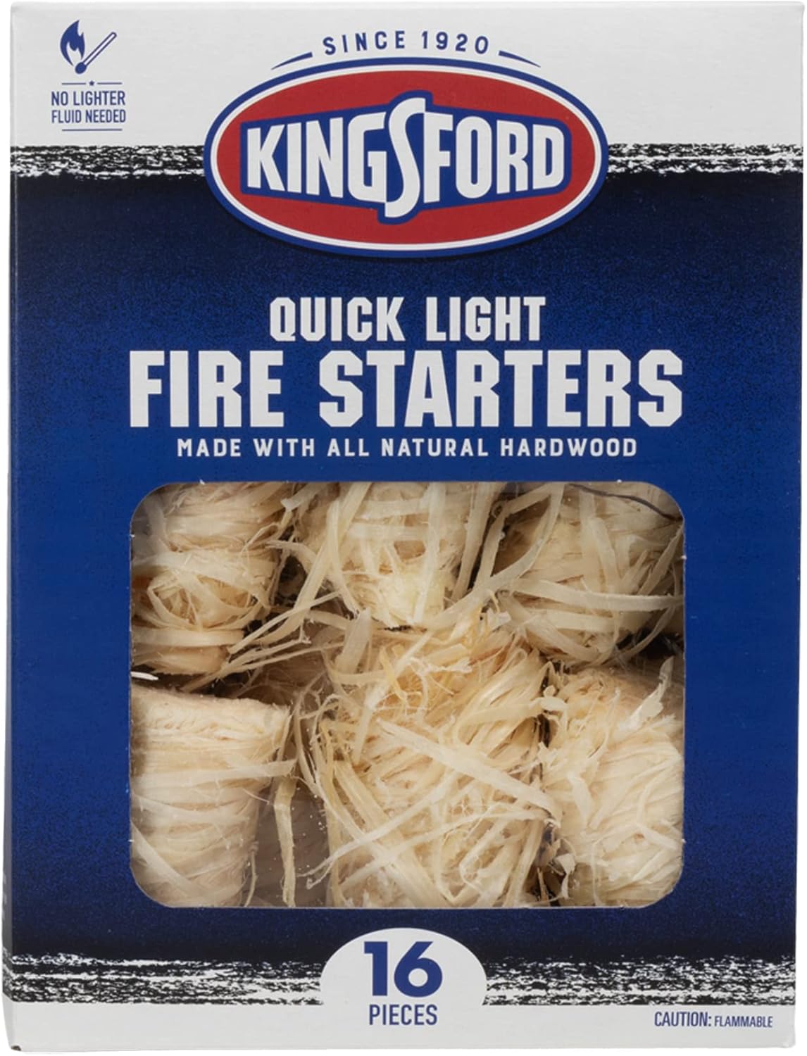 Kingsford Quick Light Fire Starters | Wooden Fire Starters Made With All Natural Hardwood for Grilling, Campfires, and Outdoor Fireplaces | 16 Count Fire Starter Rolls