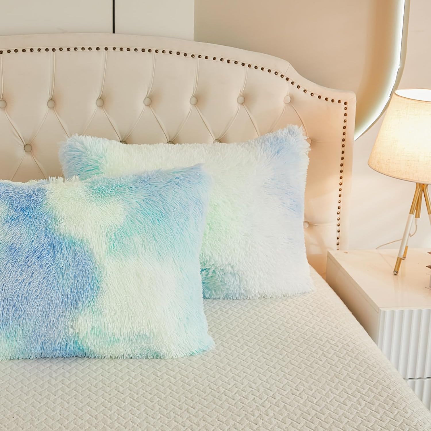 EMME Luxury Blue Fuzzy Duvet Cover Set Twin Size Fluffy Comforter Cover Set 2 Pieces Shaggy and Plush Soft Bedding Duvet Covers (Tie Dye Blue, Twin) - Image 7