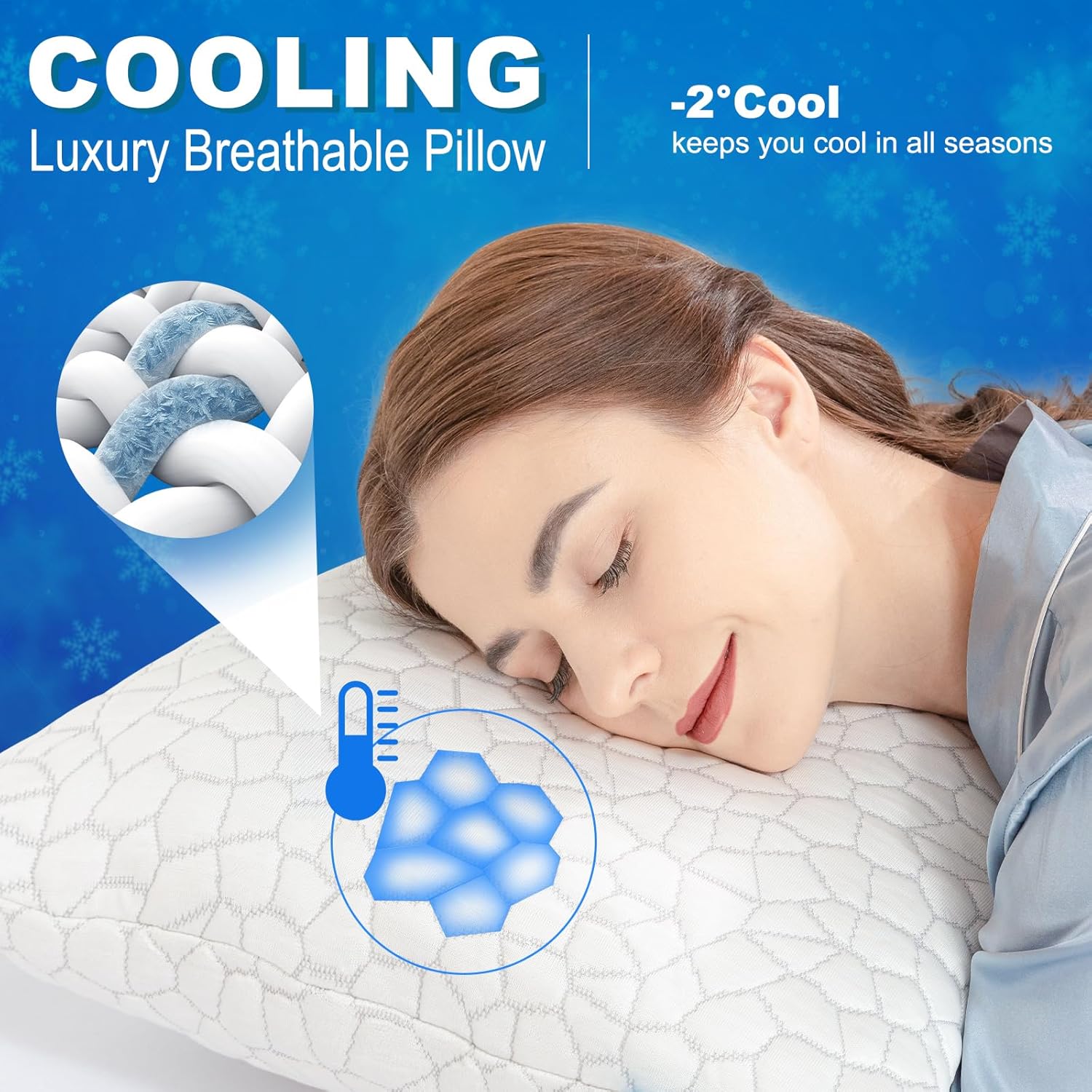 SUPA MODERN Cooling Bed Pillows for Sleeping 1 Pack Shredded Memory Foam Pillows Adjustable Cool Pillow for Side Back Stomach Sleepers Luxury Gel Pillows Body Pillow with Washable Removable Cover - Image 3