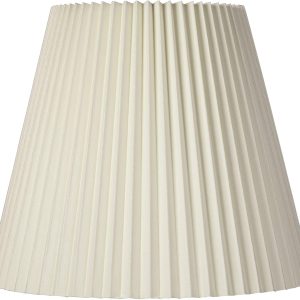 10" Top x 17" Bottom x 14 1/2" High x 14 3/4" Slant Lamp Shade Replacement Large Ivory White Bell Round Traditional Pleated Spider Harp Finial - Springcrest