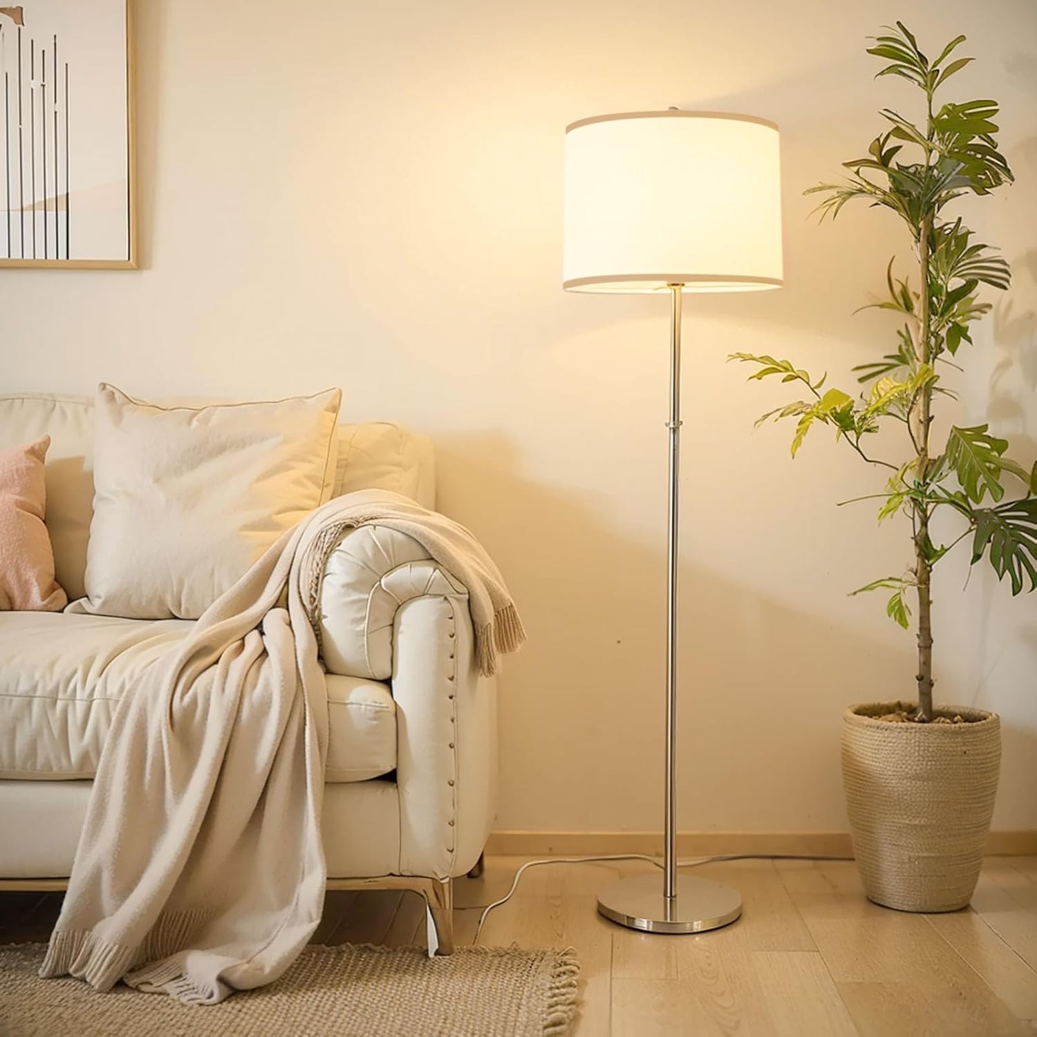 Lamp Shades Set of 2, 12"x12"x10" Large White Linen Drum Lampshade for Table Lamps Floor Lamp, Natural Linen Fabric Replacement Lamp Shade, Hand Crafted Medium Lampshade, Easy Assembly - Image 7