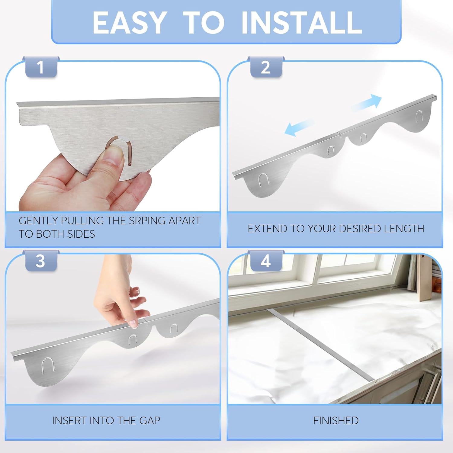 Stove Gap Covers, 2Pcs Stainless Steel Stove Guard, Adjustable Stove Gap Filler for Kitchen Counter Side Gap, 13.8" to 27.5" - Silver - Image 7