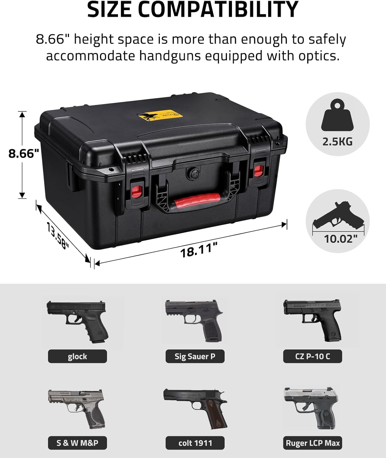 CVLIFE Gun Cases for Handguns, 18" Pistol Case Holds Multiple Handguns/Mags/Bullets, Hard Shell Pistol Case Heavy Duty Firearm Case for Range Trips, Waterproof & Shockproof Handgun Case - Image 3