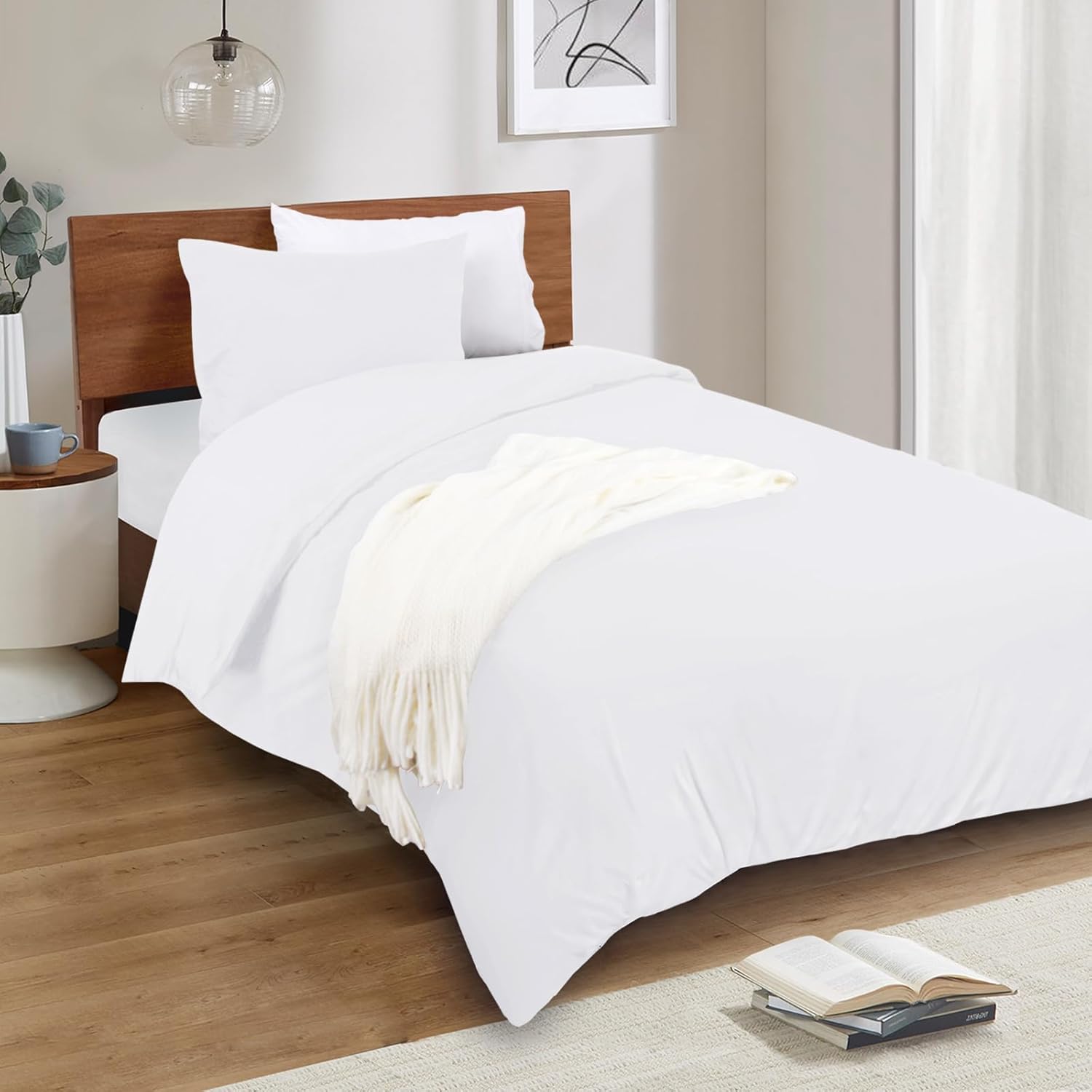 Mejoroom White Twin Duvet Cover Set - Soft and Breathable Twin Bedding with Zipper Closure, 2Pieces, 1 Duvet Cover (68x90) and 1 Pillow case(20x26) - Image 3