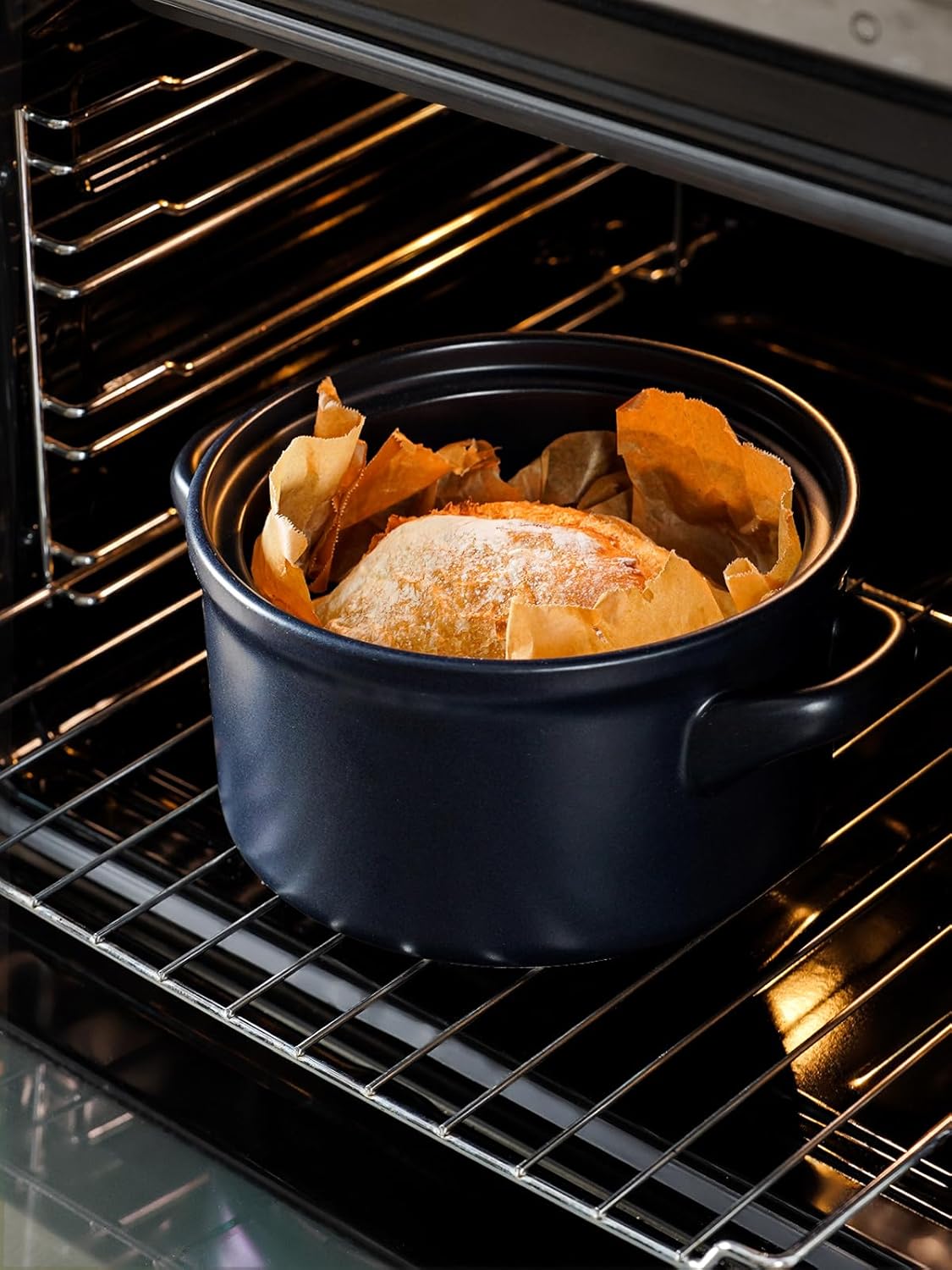 LE TAUCI 3 Quart Ceramic Dutch Oven - Lightweight, Non-Toxic, No Seasoning Needed- Oven, Microwave & Dishwasher Safe, Dutch Oven Pot with Lid for Sourdough, Soup & Stew, Midnight Blue - Image 3