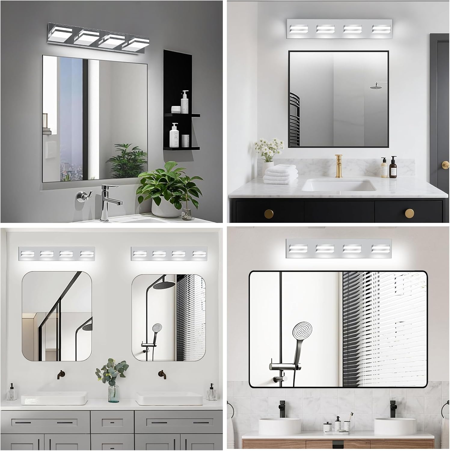 IZORRO LED Modern Bathroom Lights Fixtures(4-Light,Dimmable),Chrome Acrylic Wall Lighting,Vanity Lights for Bathroom Over Mirror - 6000k 24In (No Assembly Required) - Image 6