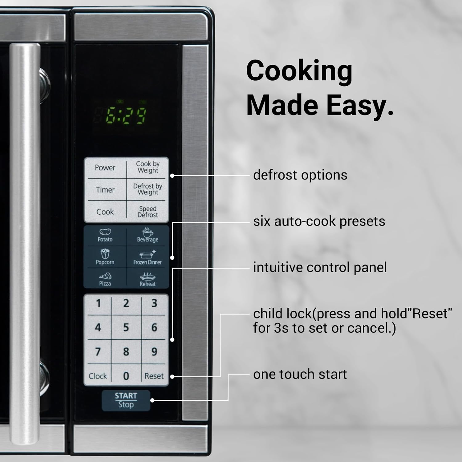 0.7 cu.ft Countertop Microwave Ovens 700 Watts, Small Microwave Oven With LED Lighting,Turntable and Child Lock,Compact Microwave Perfect for Apartments and Dorms,Easy Clean Interior,Black - Image 4