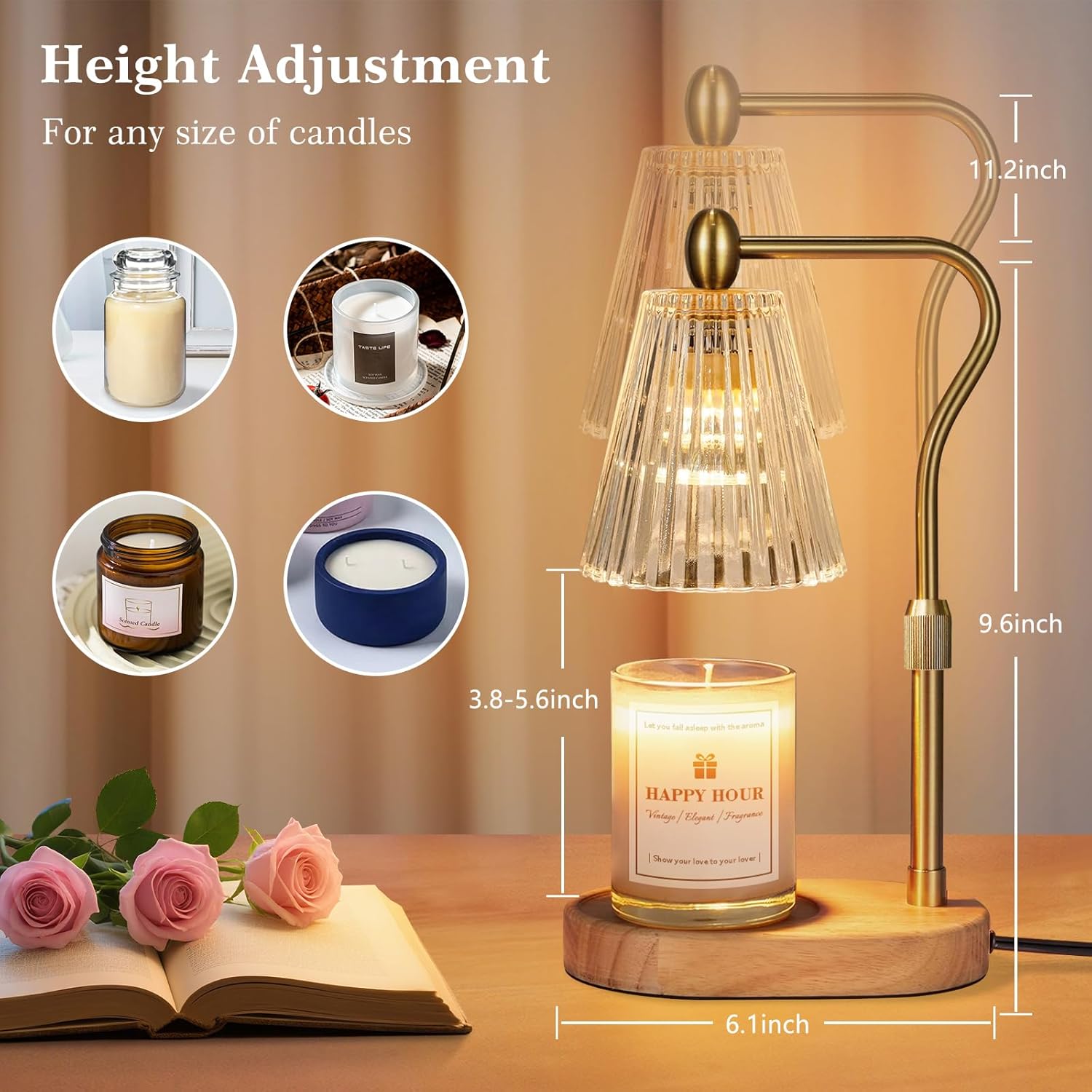 Candle Warmer Lamp, with Timer and Dimmer, Adjustable Height, Christmas Birthday Gifts for Women Mom, House Warming Gifts New Home Decor, Thanksgiving Decorations,Wax Warmer for Scented Jar Candles - Image 5