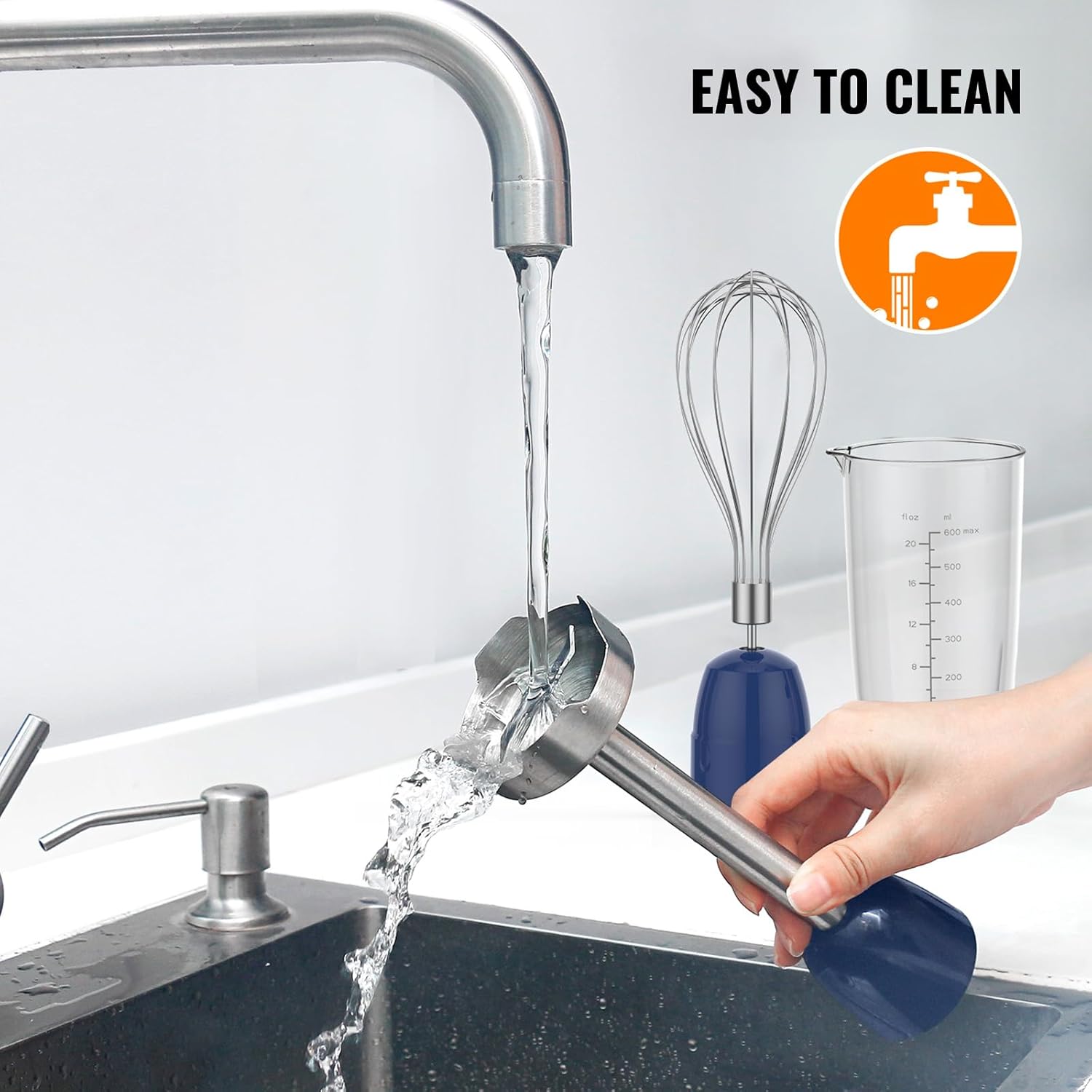 KOIOS 5-in-1 Hand Immersion Blender, 12 Speed Adjustable Emulsifier Handheld Blender, 1000W Copper Motor Stainless Steel Blade Hand Mixer with attachments, Blue - Image 7