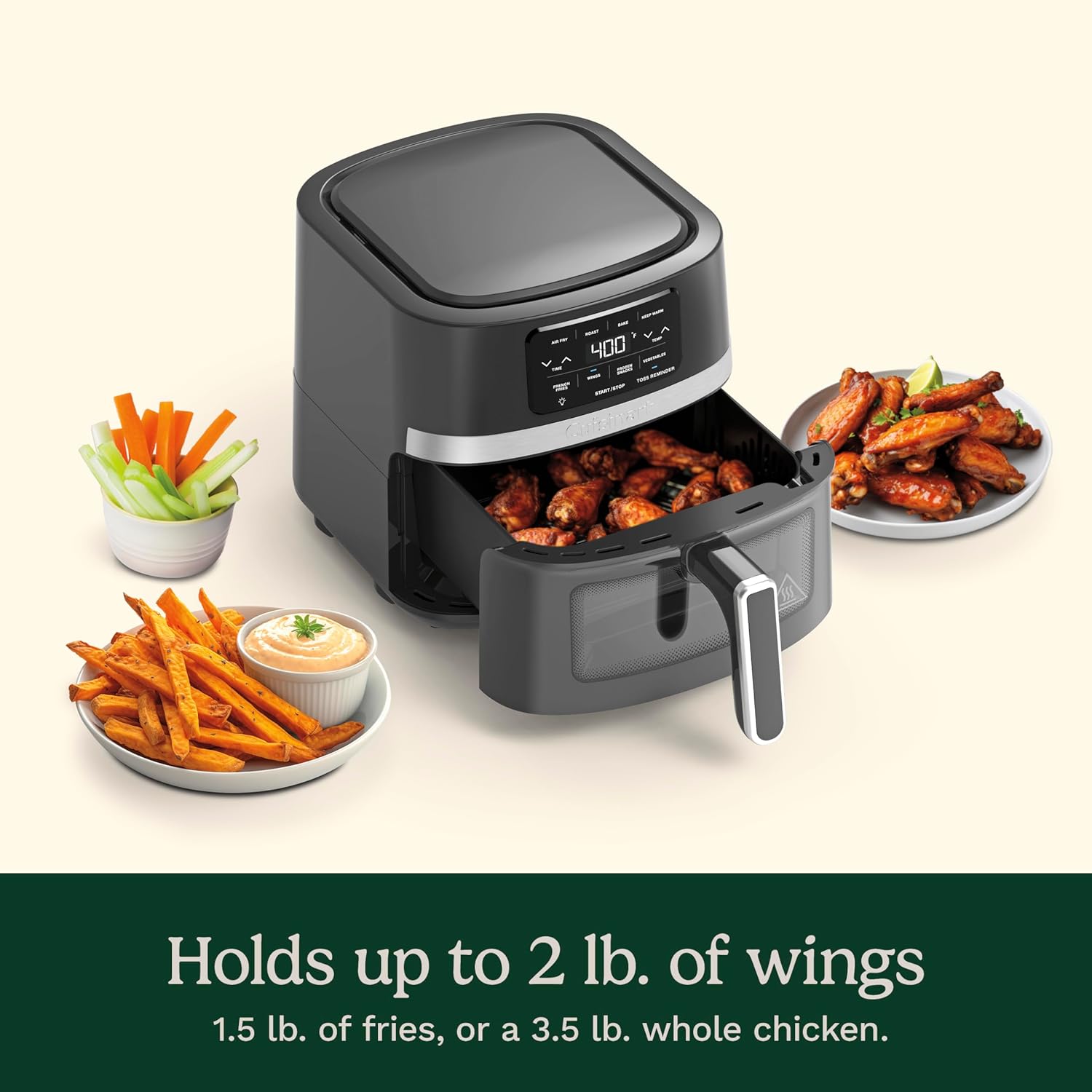 Cuisinart Air Fryer, 4.5-Quart Basket Fryer with 4 Cooking Functions to Air Fry, Roast, Bake, and Keep Warm, 4 Airfryer Presets, Dishwasher-Safe Parts, AIR-160NAS, Stainless Steel & Black - Image 3