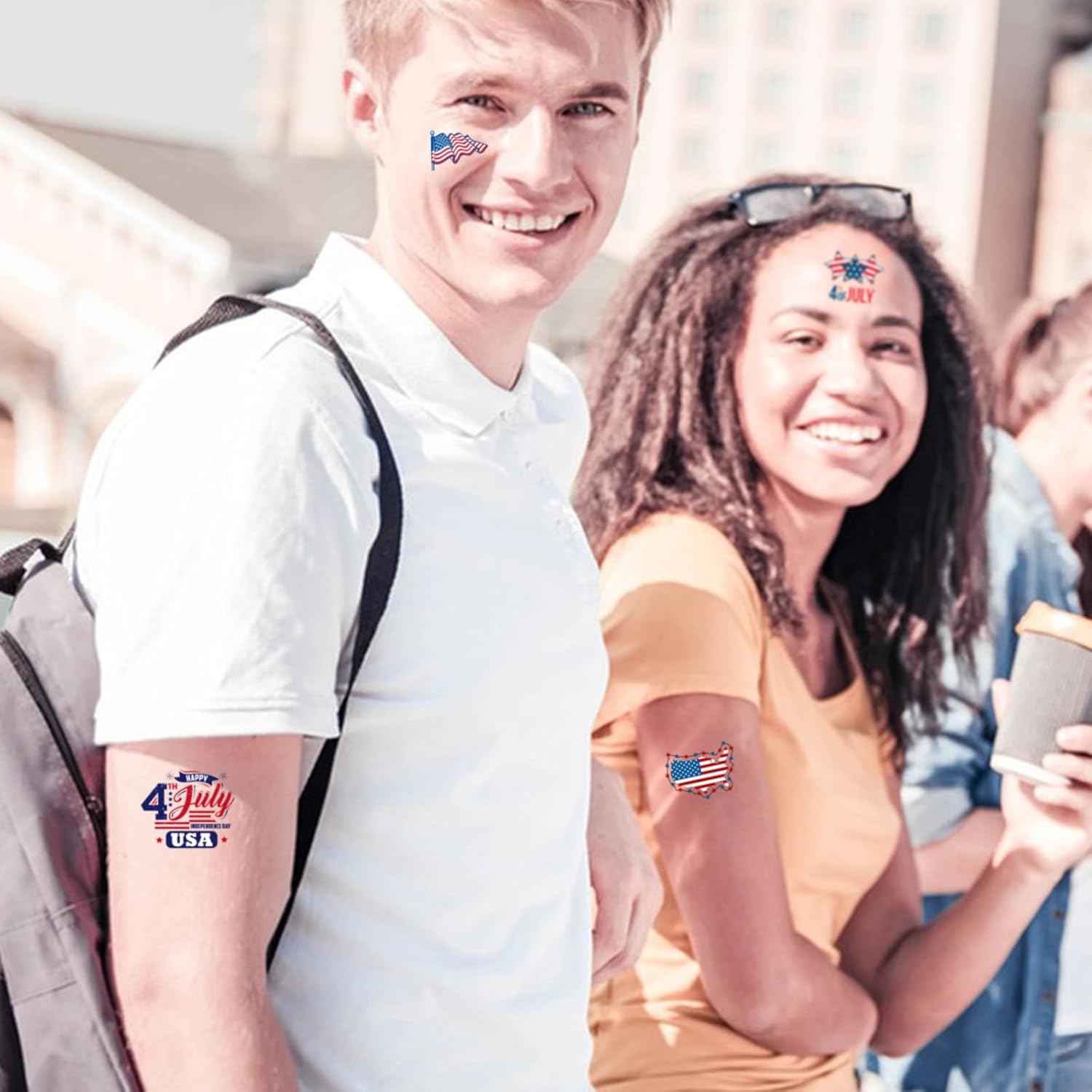 60 Pcs 4th of July Temporary Tattoos for Kids Adult, Independence Day Party Supplies Favors Decorations, Patriotic USA American Flag Fake Tattoo Stickers - Image 6