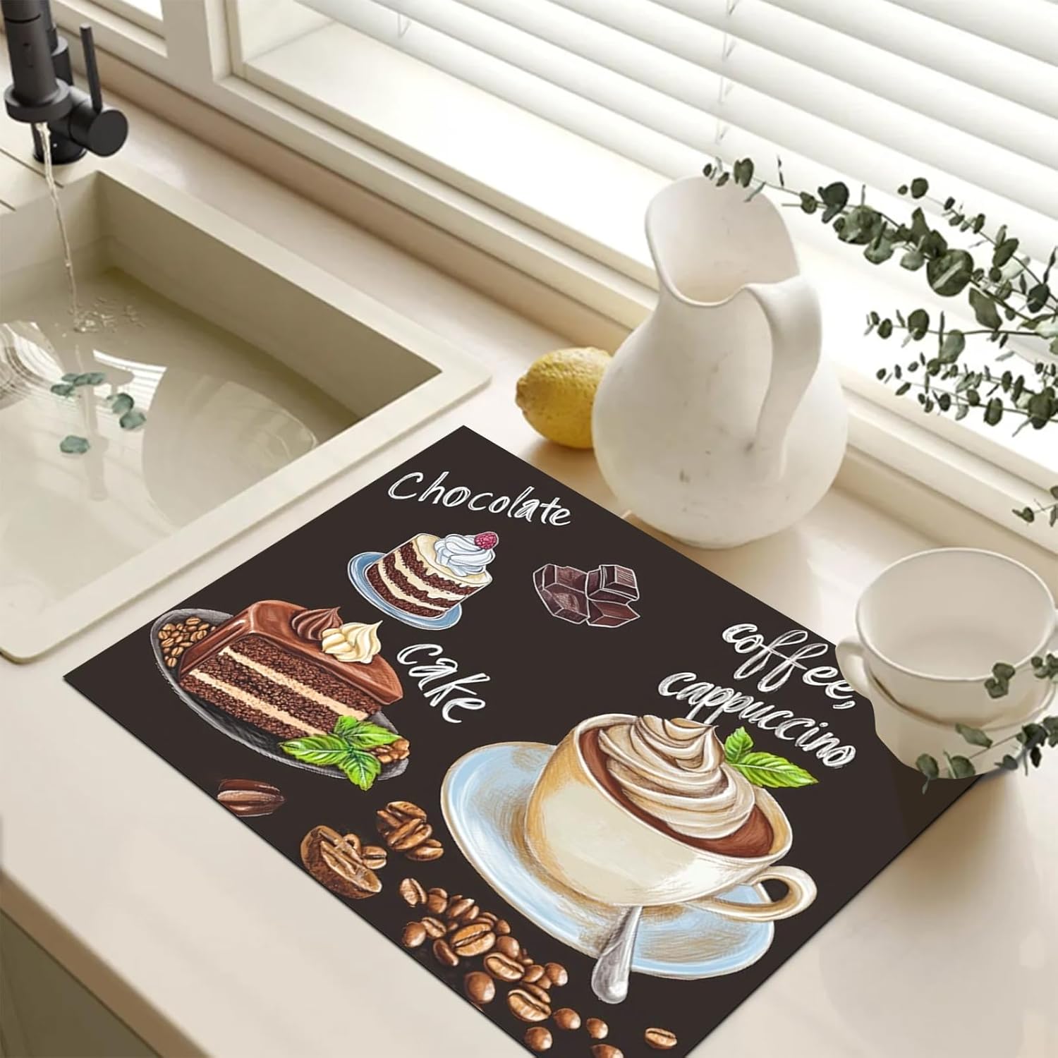 Stove Top Covers for Electric Stove 28x20 Inch Countertop Protector Glass Top Stove Cover Heat Resistant RV Range Covers Dish Drying Mat Coffee Chocolate Cake Design - Image 3