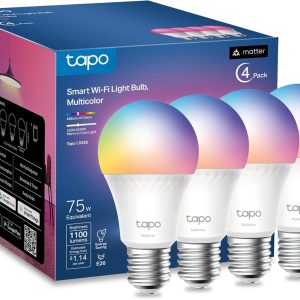 Tapo TP-Link Smart Light Bulbs, 1100 Lumens High Brightness (75W Equivalent), Matter-Certified, 16M Colors WiFi Light Bulb, Dimmable, Works w/Siri, Alexa & Google Home, A19 E26, L535E(4-Pack)