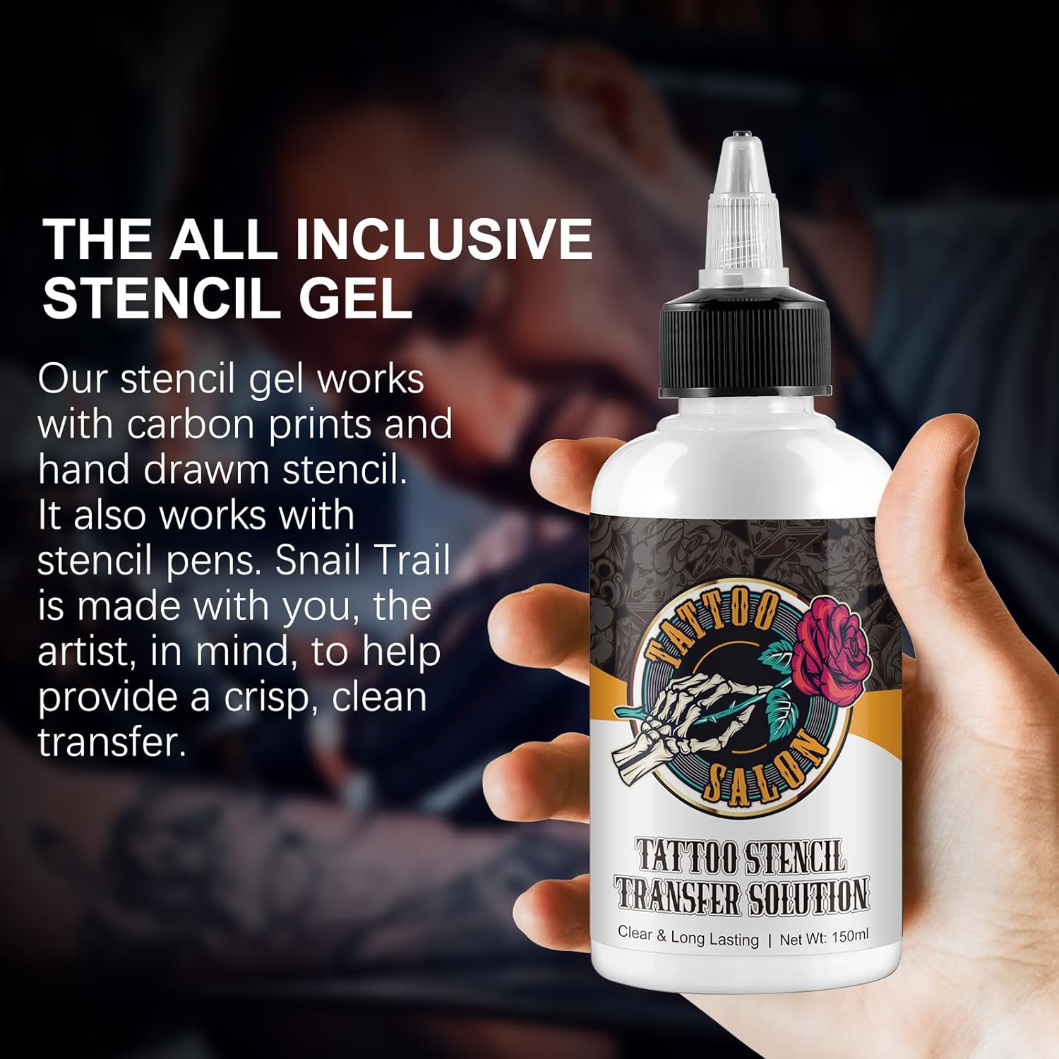 150ml Tattoo Stencil Transfer Gel Solution, Professional Tattoo Stencil Gel, Stencil Magic Cream, Tattoo Application Solution for Transfer Paper Machine Stencils, Clear & Long-Lasting - Image 5