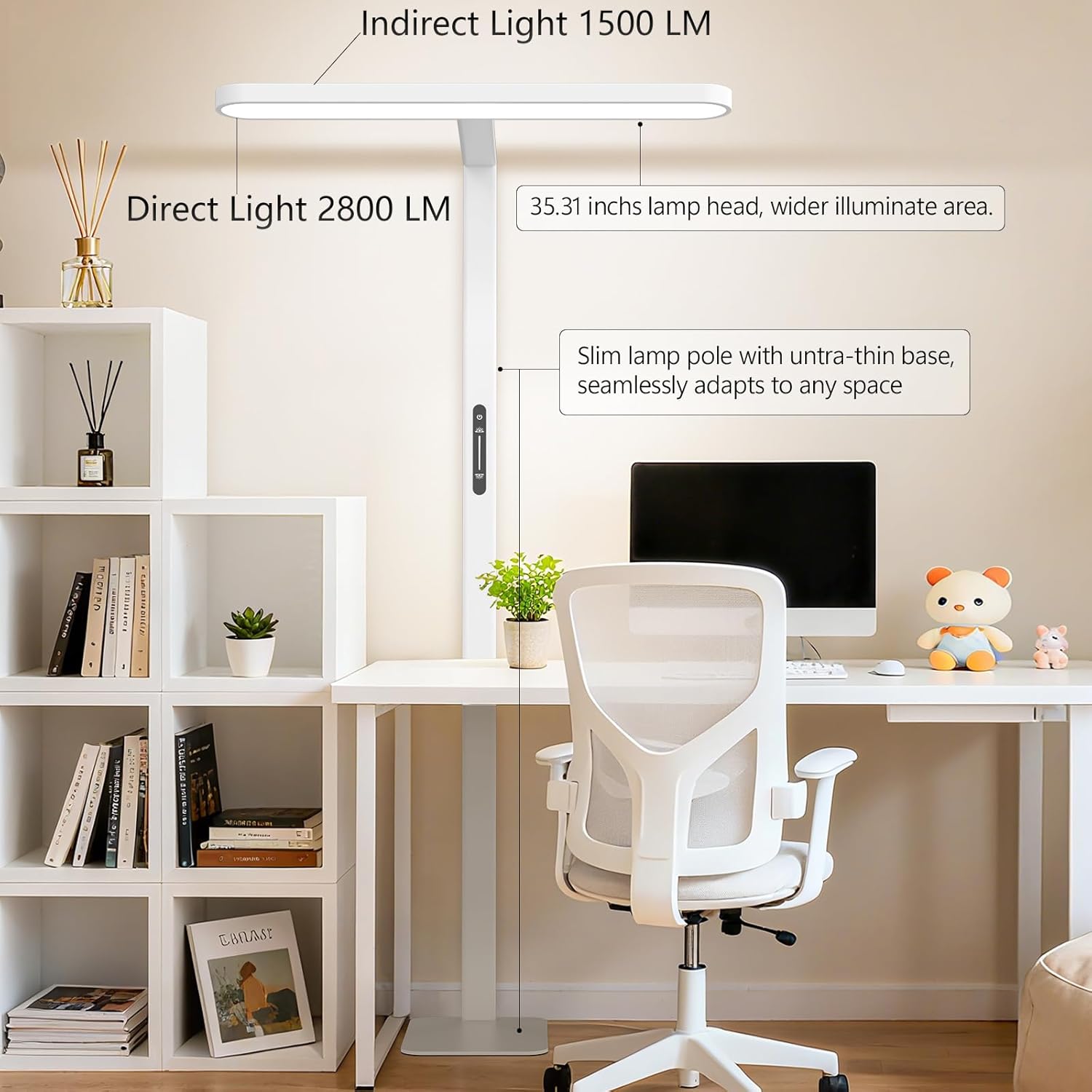 73" LED Floor Lamp, Full Spectrum Eye-Care Reading Floor Lamps, 60W Dimmable Standing Light,4300LM Natural Bright Floor lamp for Living Room, Bedroom, Office, Study Room, Ra97, 4000K - Image 6