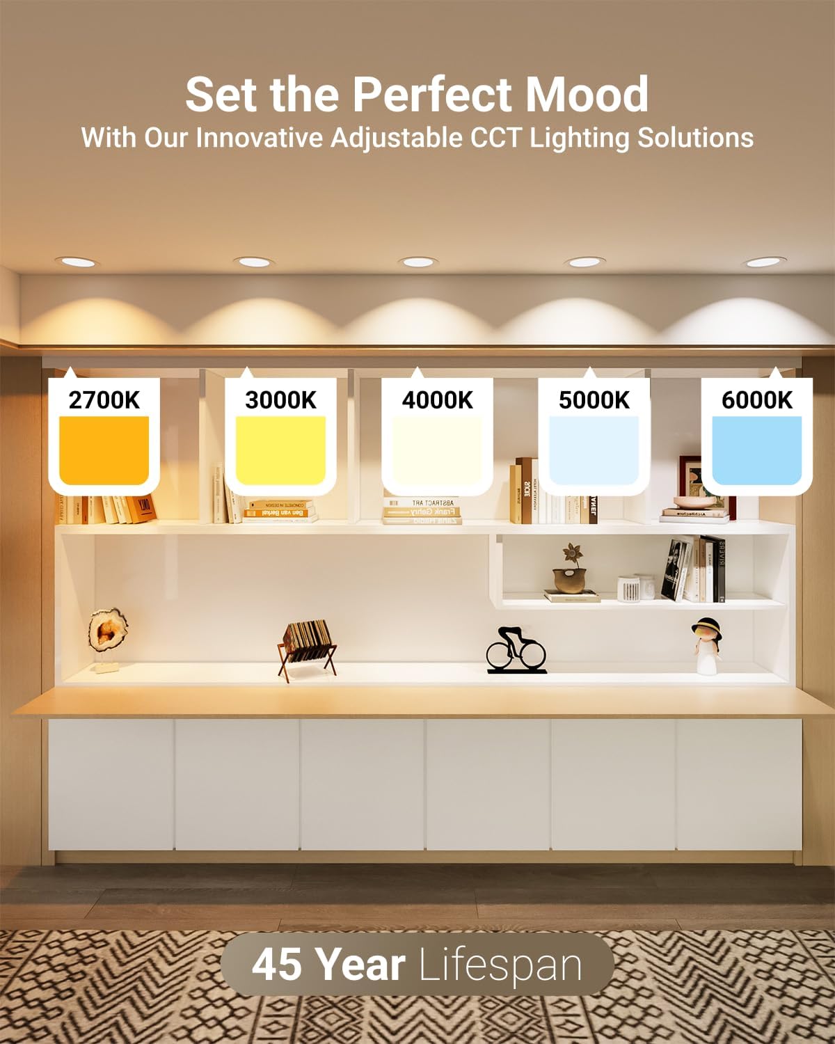 Sunco 12 Pack 6 Inch LED Recessed Light, Ceiling Canless Recessed Lights, Baffle Trim, 850 LM, 14W, Selectable CCT 2700K/3000K/4000K/5000K/6000K, Dimmable with Junction Box - Image 3