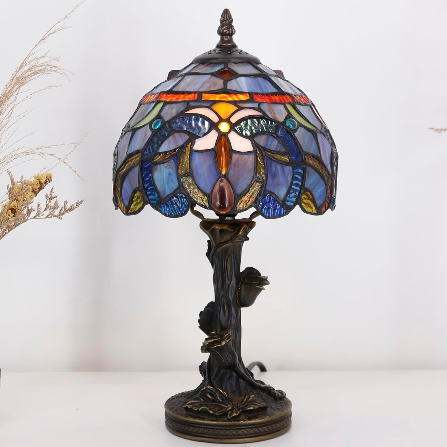 Small Tiffany Lampshade Replacement Only Stained Glass Style Lamp Shade 8 Inch Fit for Table Desk Lamp, Pendant Ceiling Light Fixture (Blue Purple) - Image 5