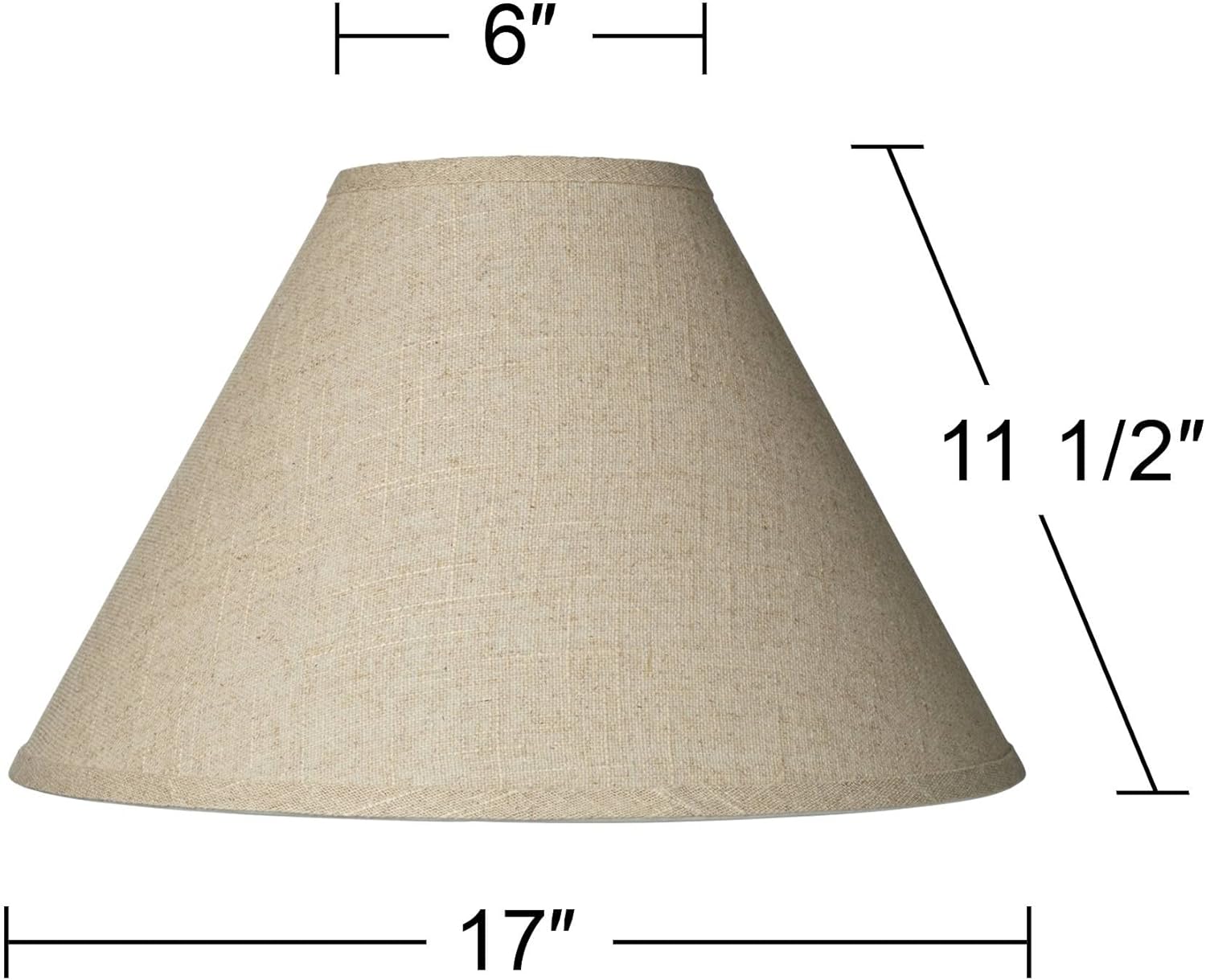 6" Top x 17" Bottom x 11 1/2" High x 11 1/2" Slant Lamp Shade Replacement Large Beige Brown Empire Round Rustic Farmhouse Western Fine Burlap Fabric Spider Harp Finial - Springcrest - Image 4