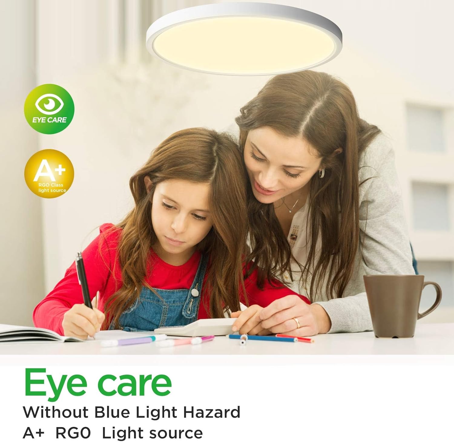 TALOYA Flush Mount 12 Inch Ceiling Light (Milk White Shell), 20W Surface Mount LED Light Fixture for Bedroom Kitchen,5 Color Temperatures in One,0.94 Inch Thickness Round - Image 3